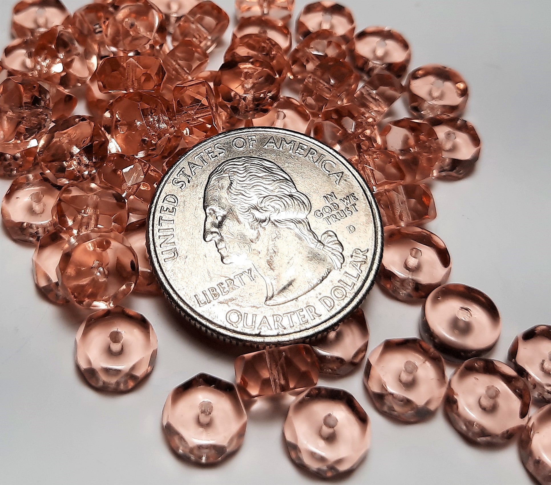 8x4mm Pink Czech Glass Fire Polished Rondelle Beads 50ct