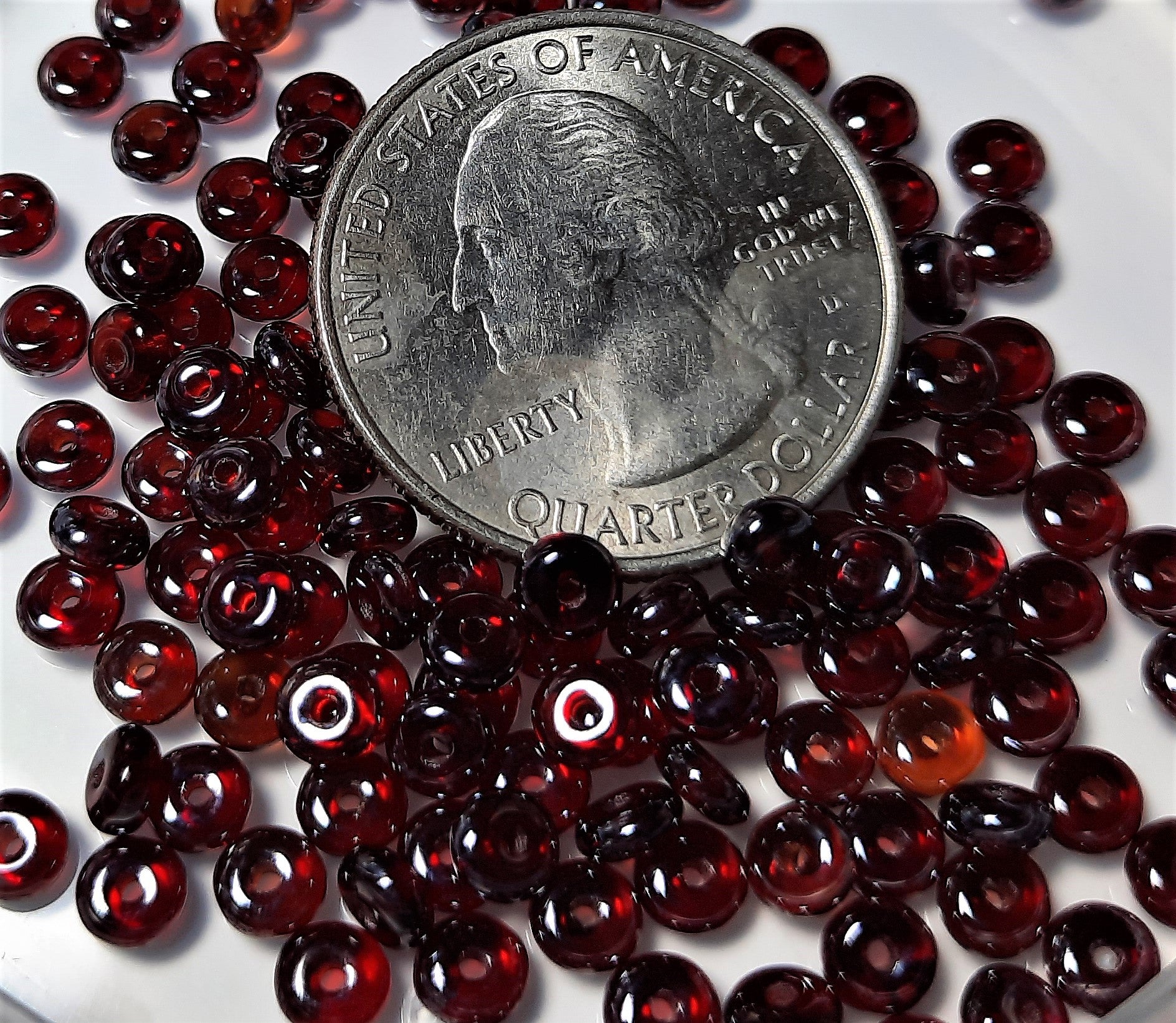 4mm Light Garnet Shimmer Smooth Pressed Glass Rondelle Beads 100ct