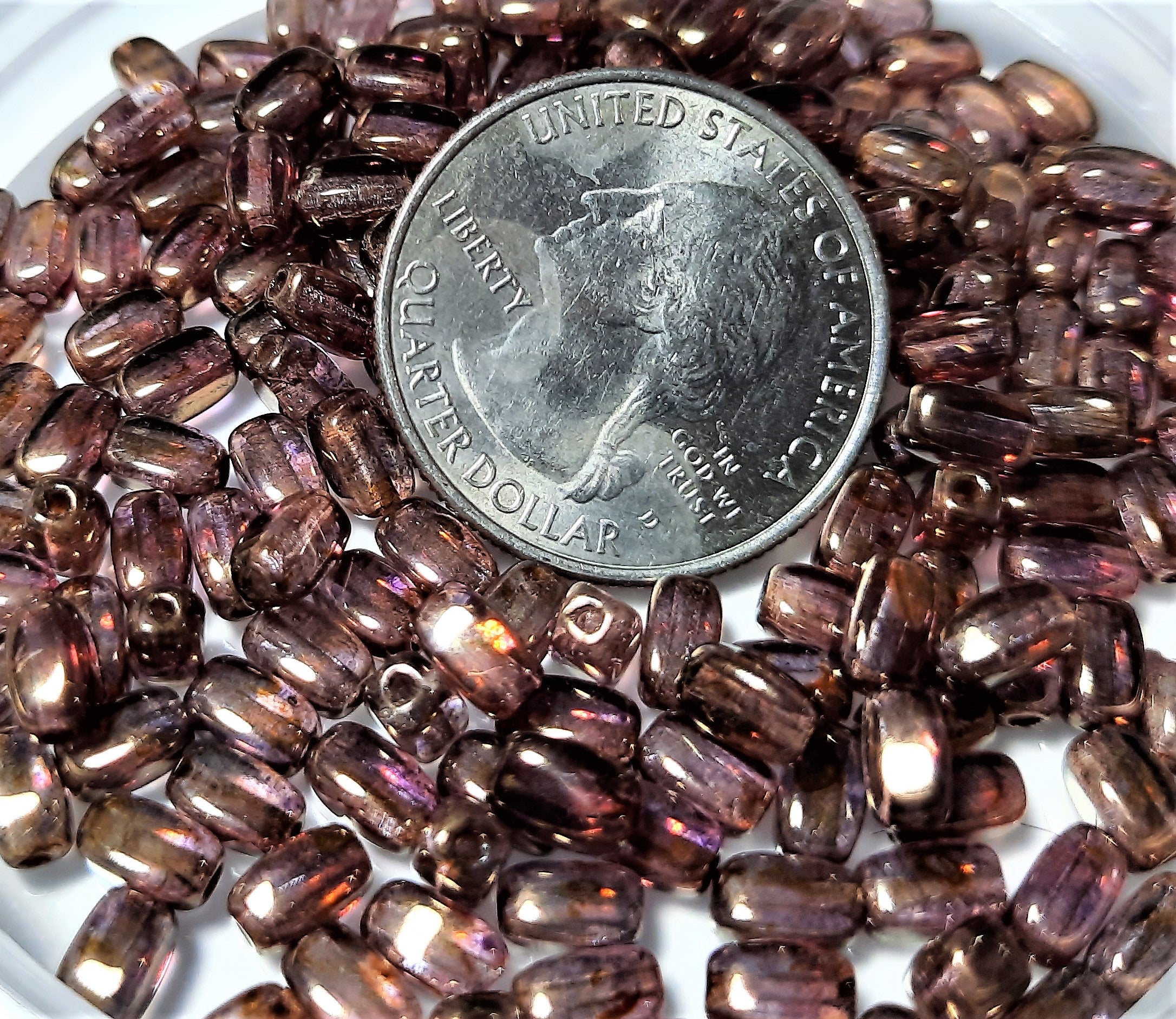 6x4mm Lumi Brown Czech Glass Rice Beads 75ct