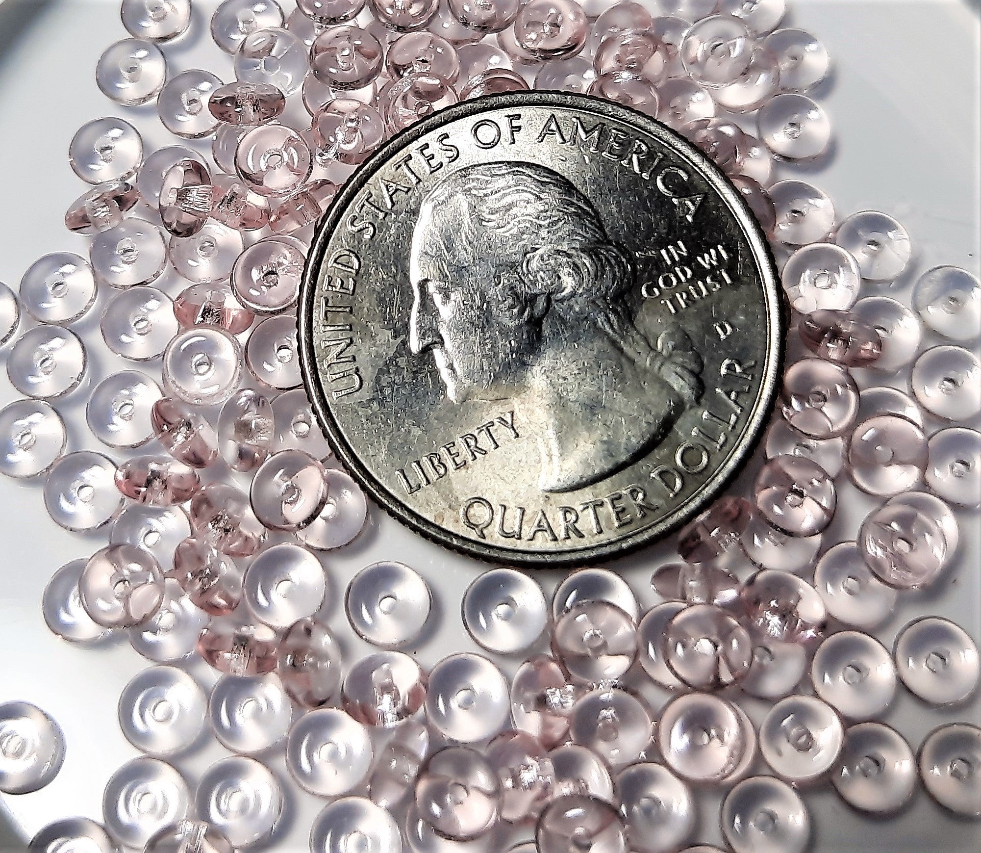 4mm Pink Smooth Pressed Glass Rondelle Beads 150ct