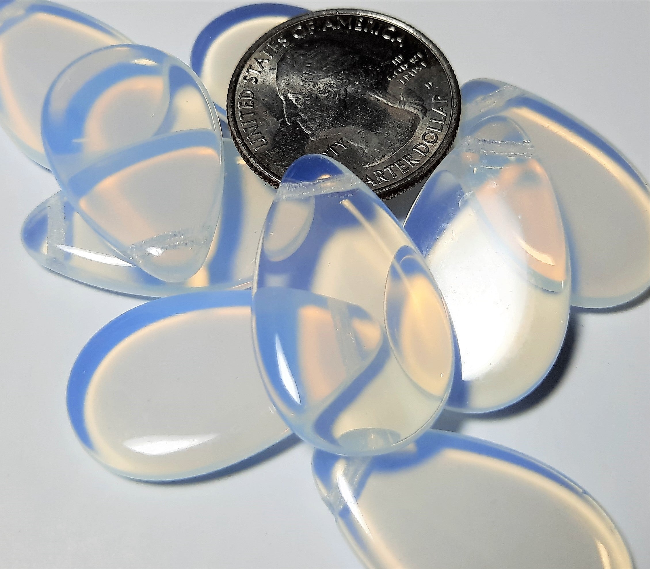 18x30mm Milky White Smooth Czech Glass Flat Pear Pendant Bead 4ct