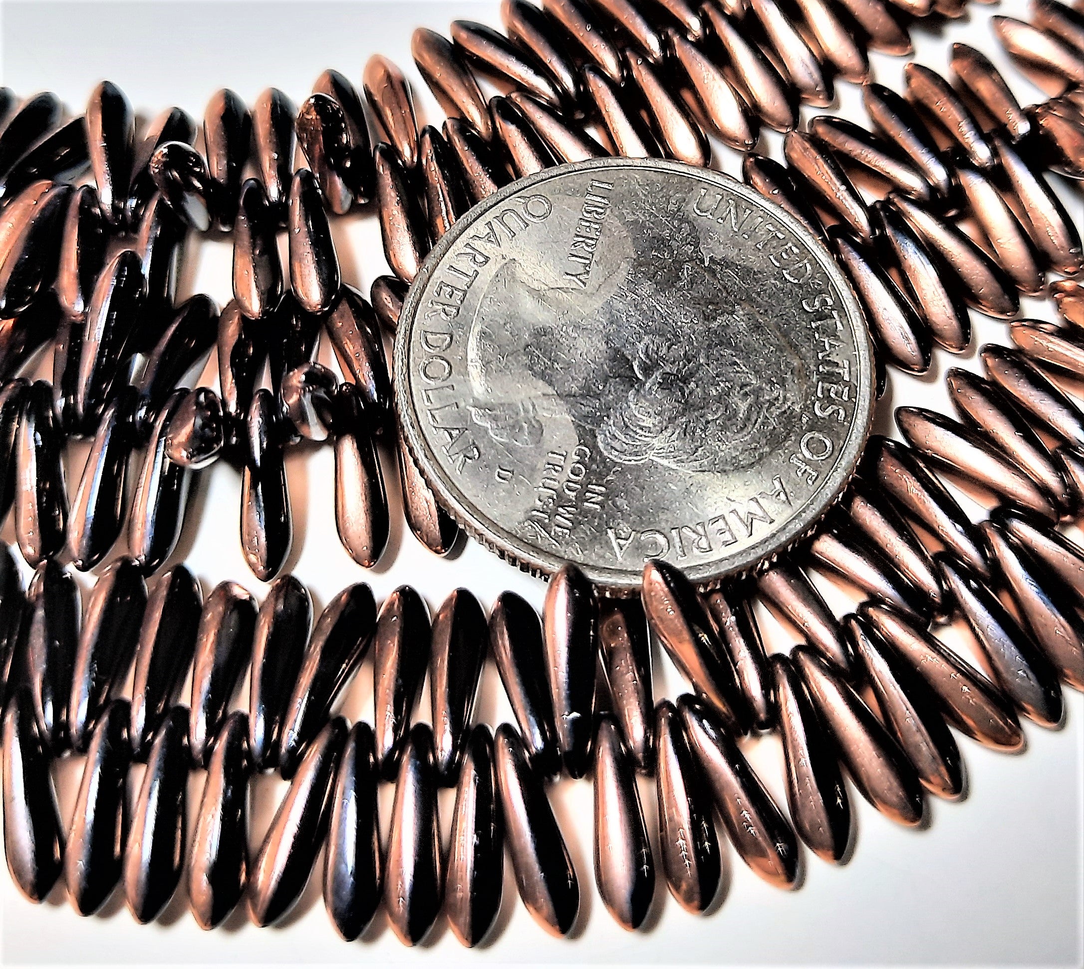 3x11mm Jet Half Capri Side Drill Daggers Czech Glass Beads 85ct