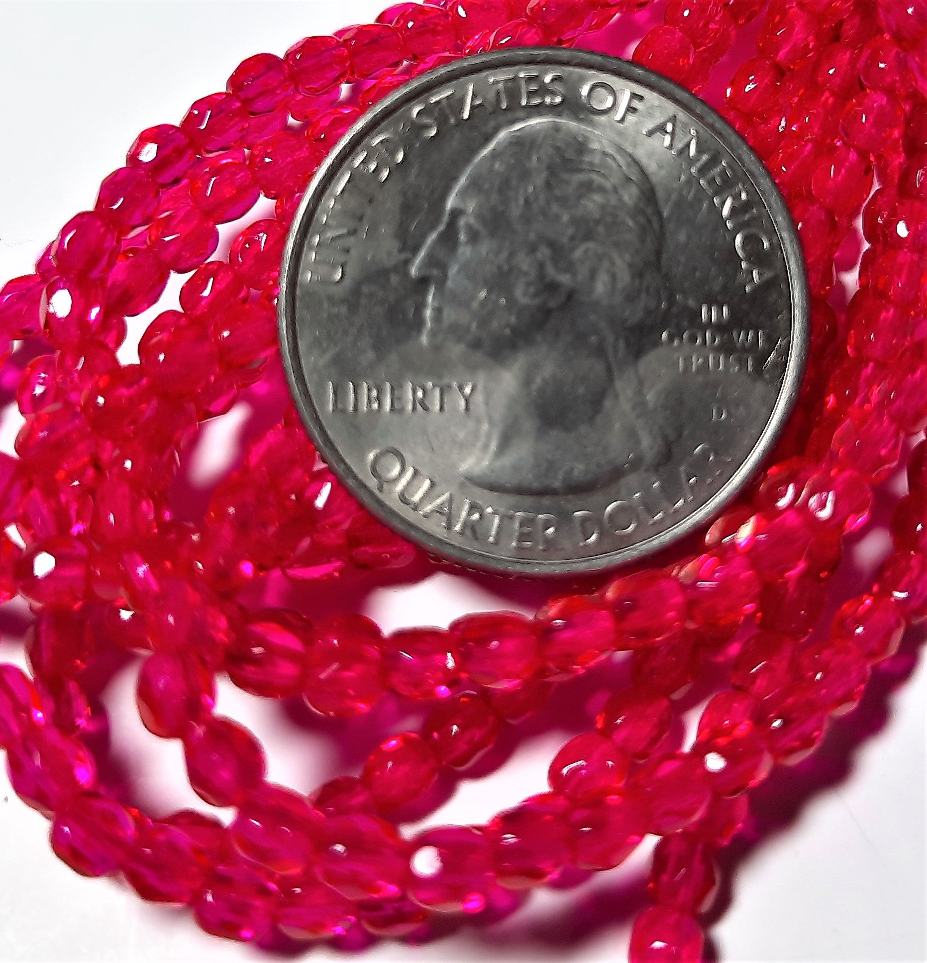 3mm Fuchsia Czech Glass Fire Polished Round Beads 100ct