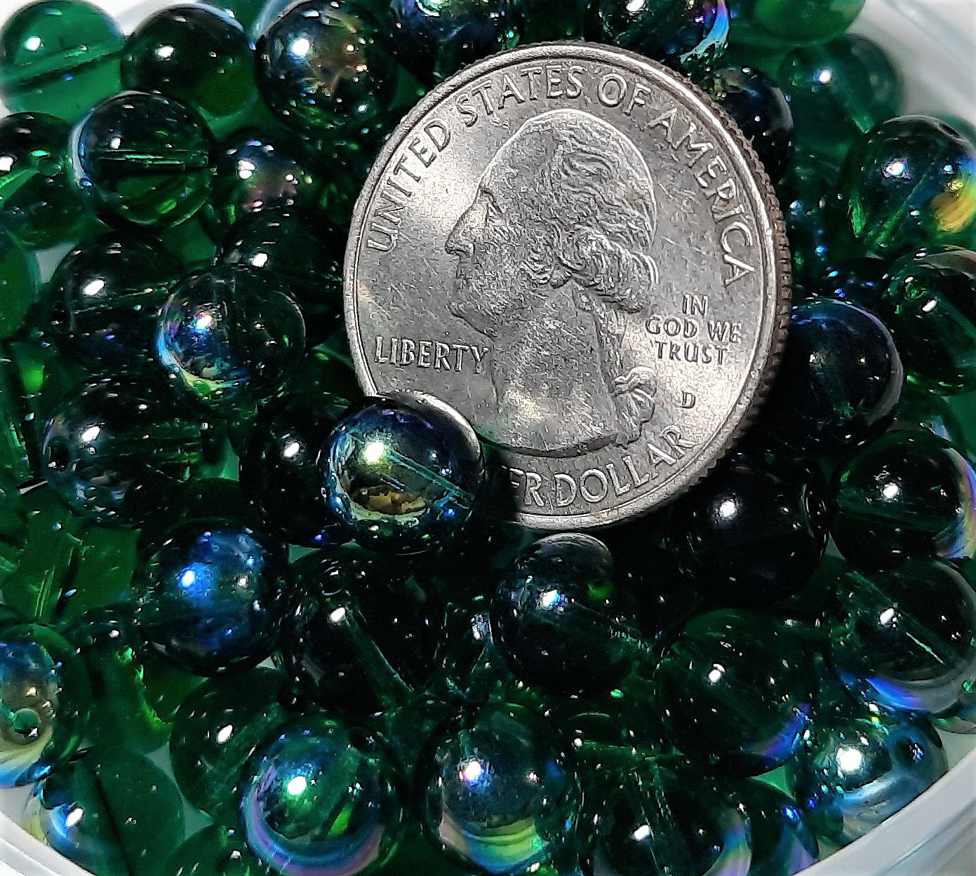 8mm Teal AB Smooth Round Czech Glass Druk Beads 30ct