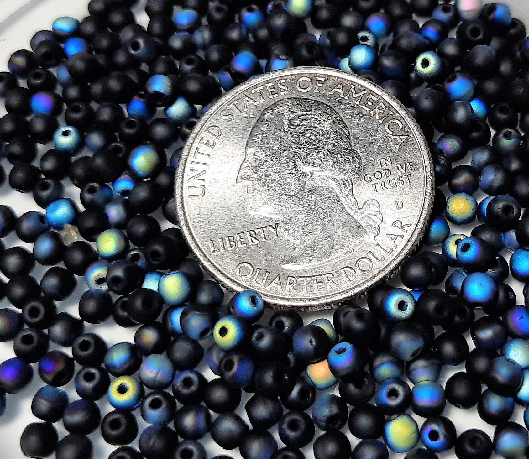 3mm Frosted Jet AB Smooth Round Czech Glass Druk Beads 200ct