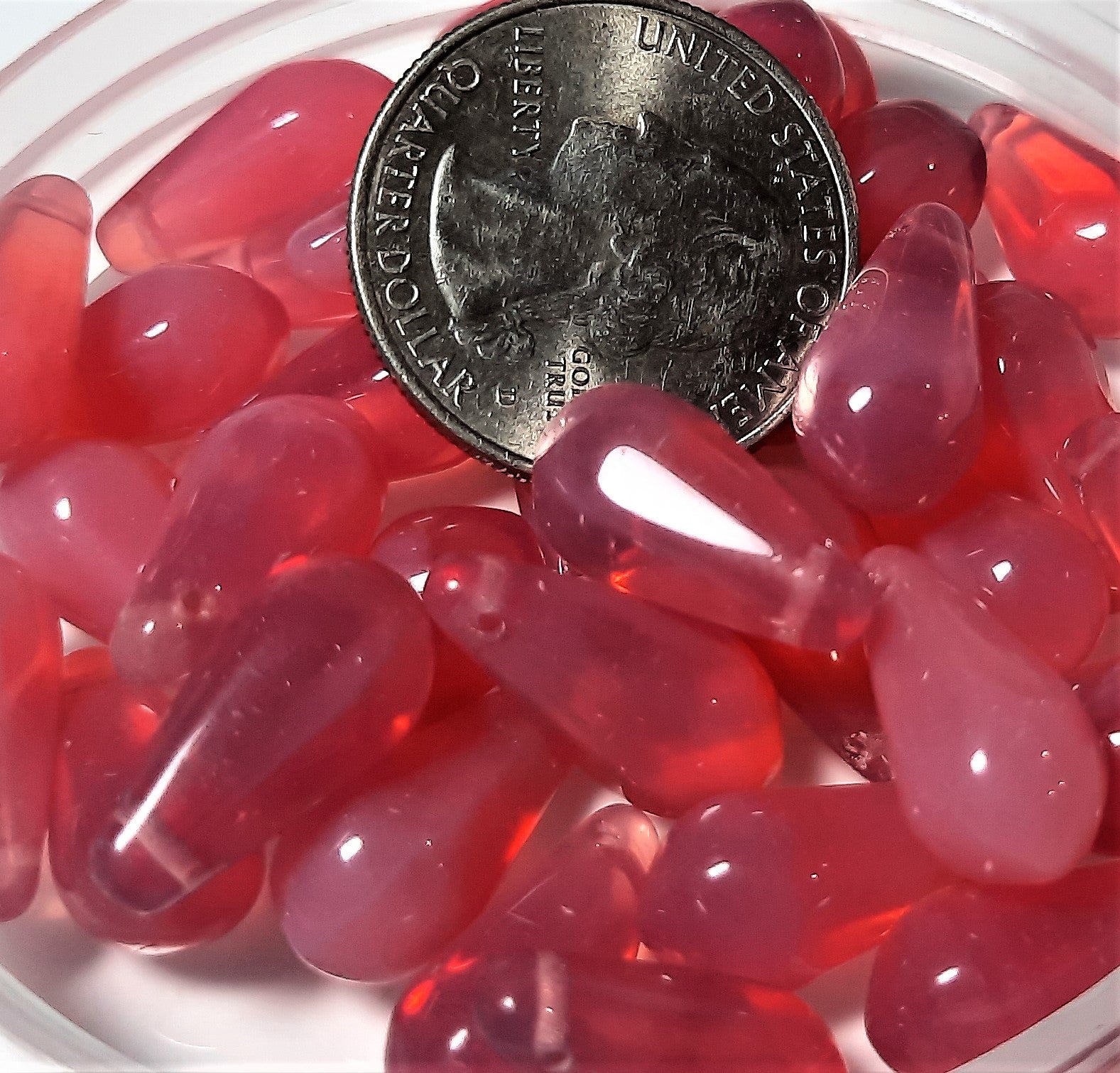 18x9mm Pink Opal Czech Glass Faceted Top-Drilled Drop Pendant Beads 10ct