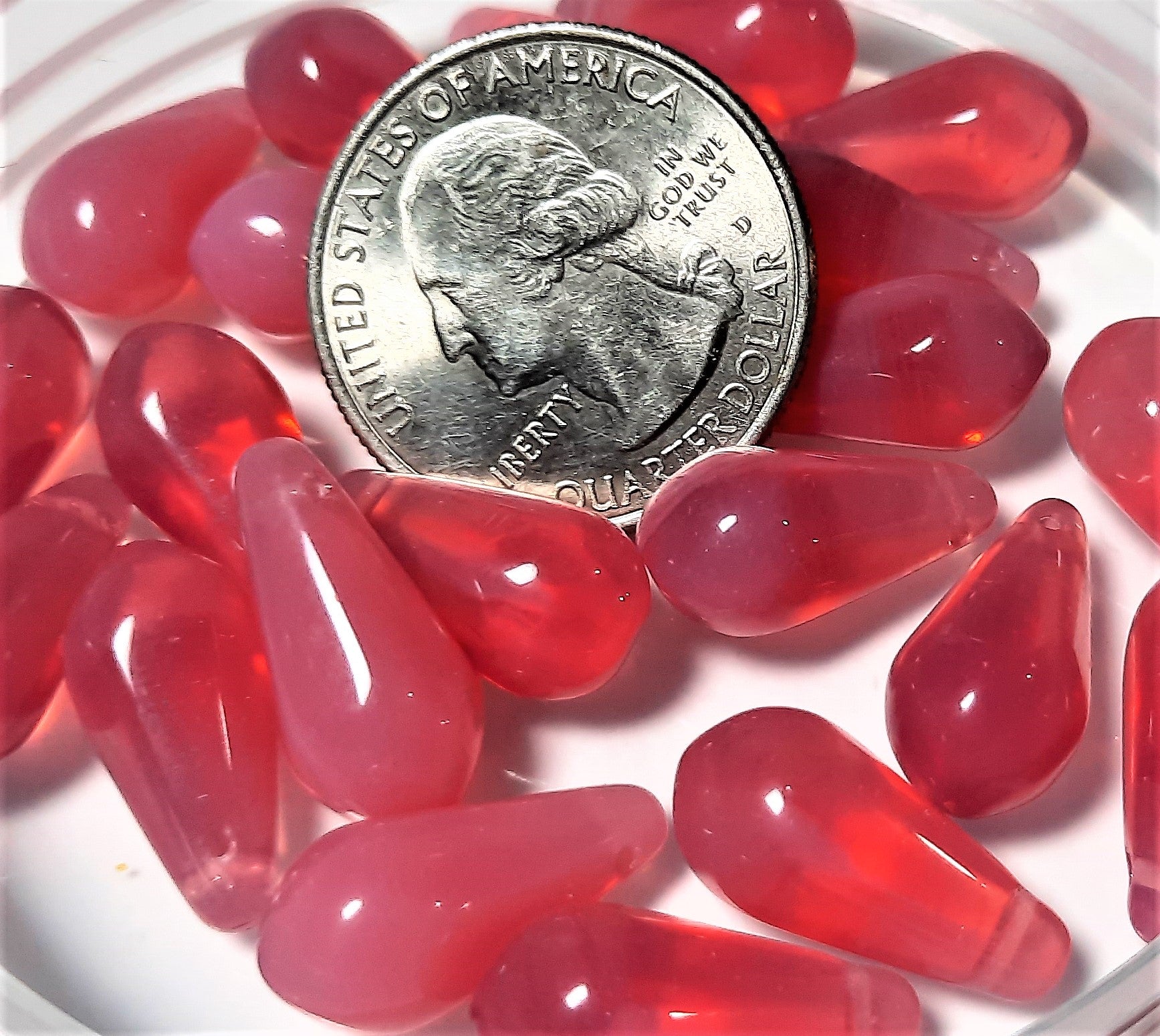 18x9mm Pink Opal Czech Glass Faceted Top-Drilled Drop Pendant Beads 10ct