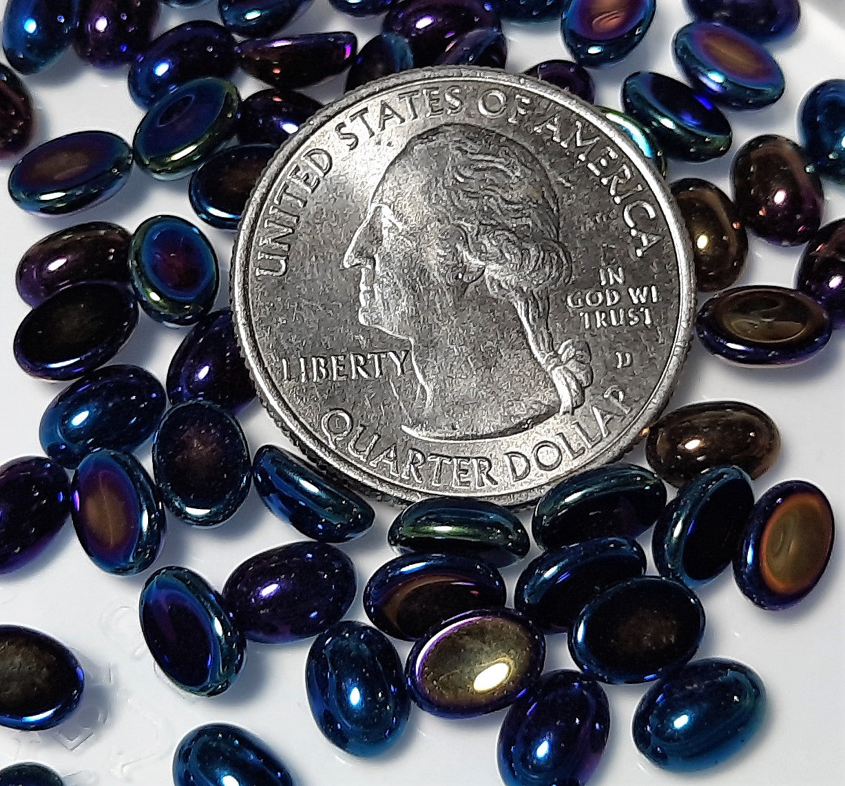7x5mm Blue Iris Glass Oval Cabochons 36ct
