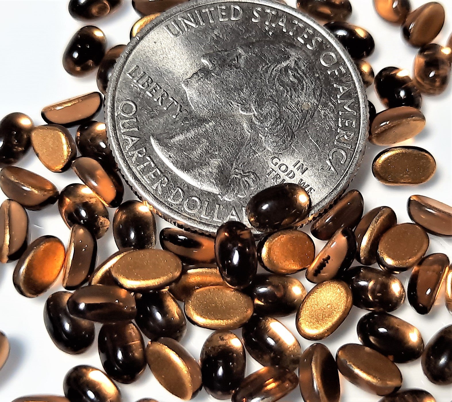 6x4mm Smoke Topaz Transparent Oval Glass Cabochons 36ct