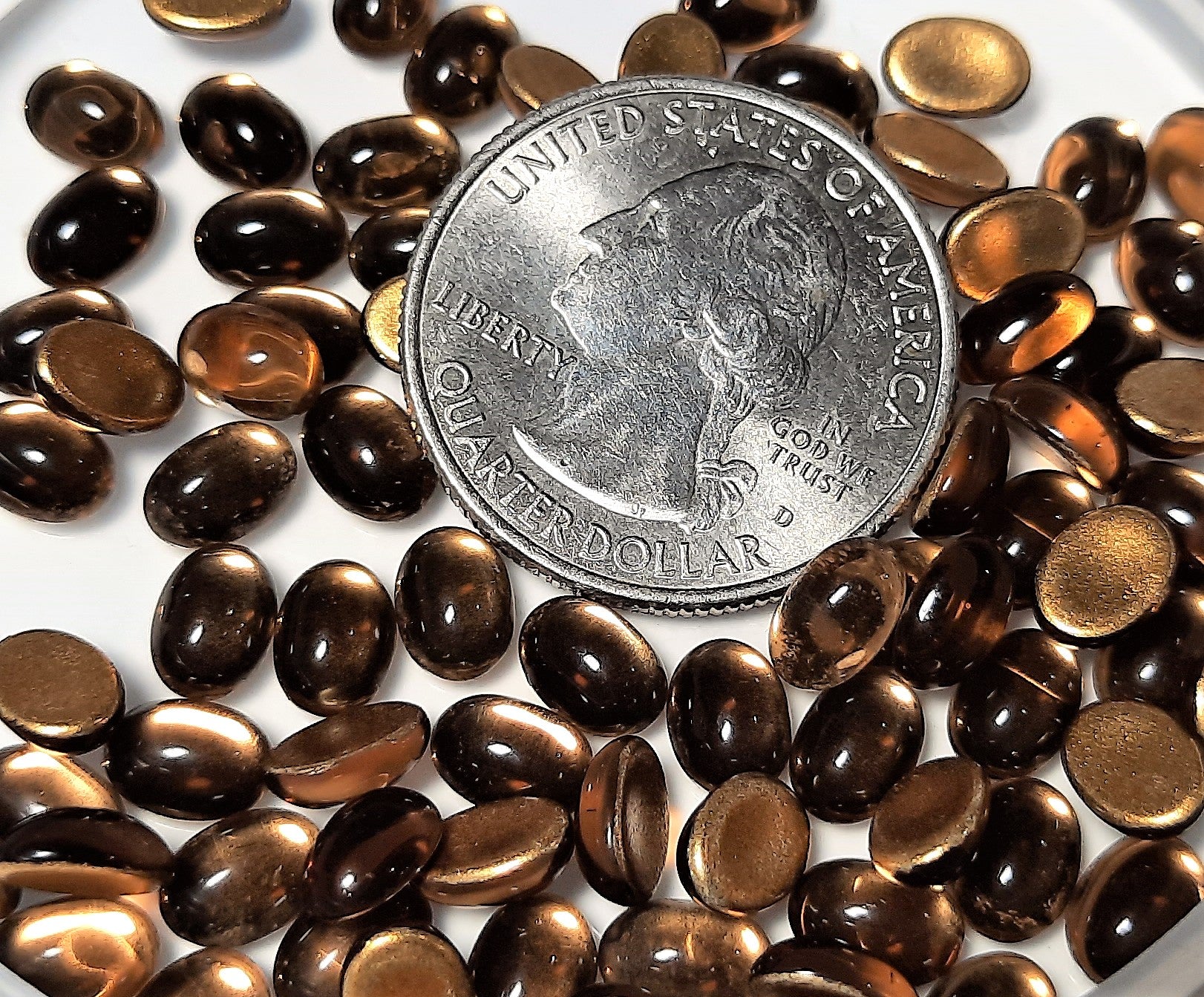 7x5mm Smoke Topaz Transparent Oval Glass Cabochons 36ct