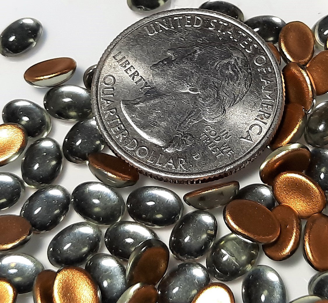 7x5mm Black Diamond Transparent Oval Glass Cabochons 36ct