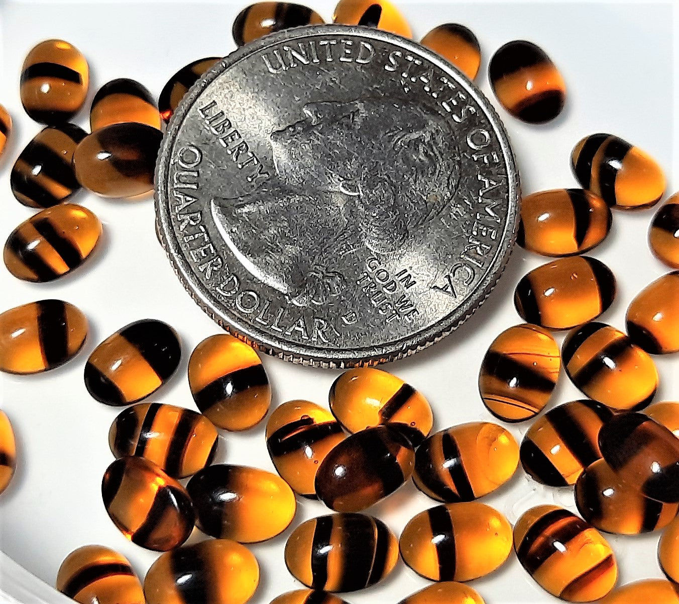 7x5mm Tortoise Shell Transparent Oval Glass Cabochons 36ct