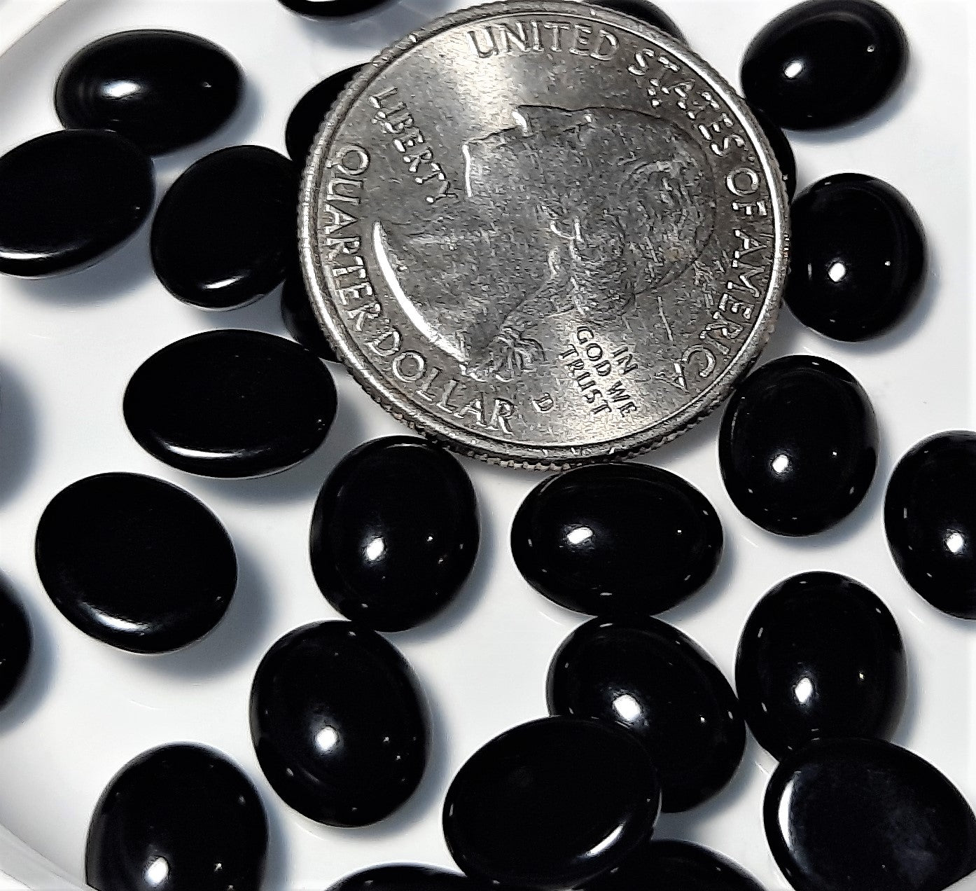 10x8mm Jet Opaque Oval Glass Cabochons 12ct