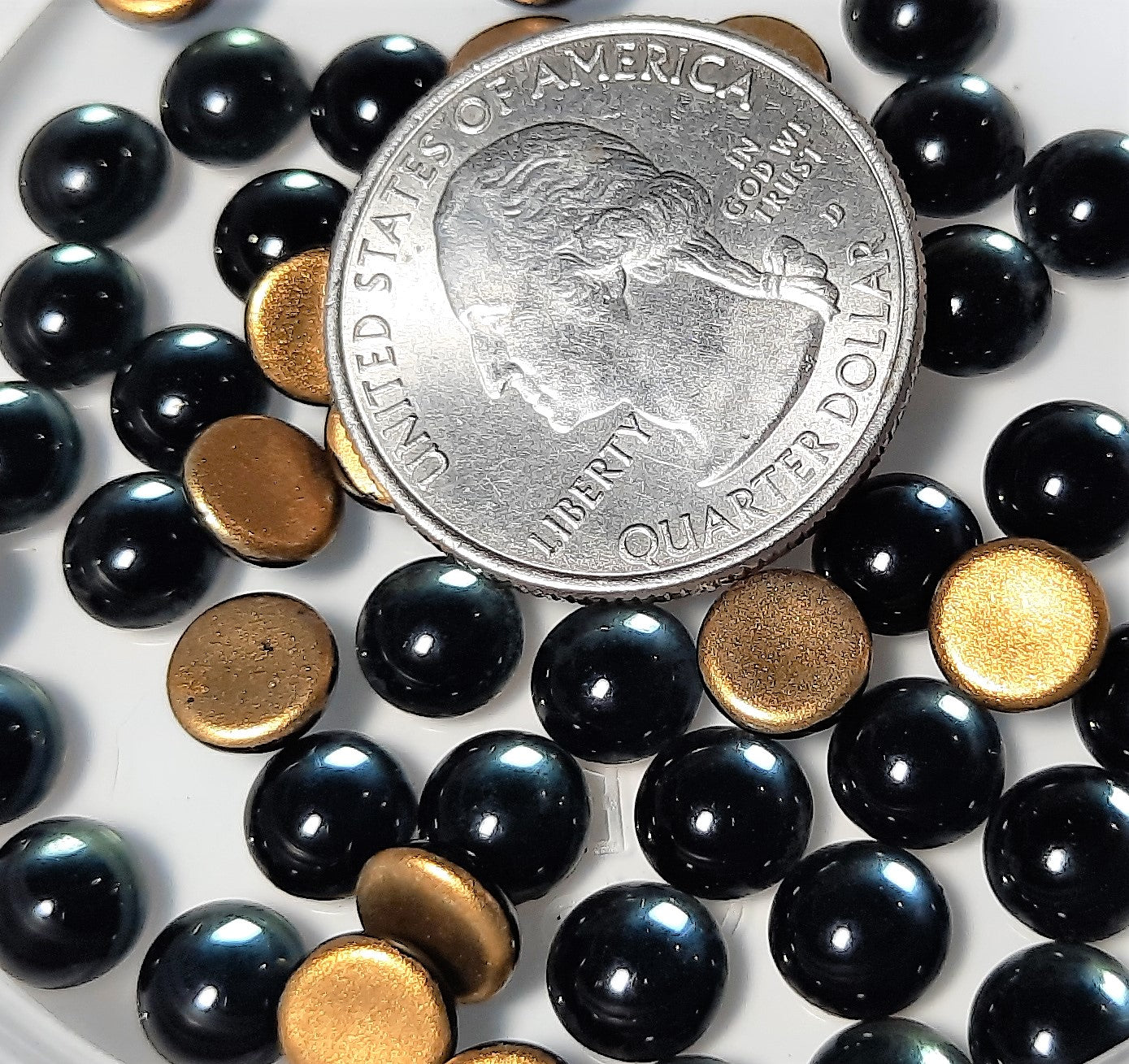 7mm Montana Transparent Round Czech Glass Cabochons 48ct