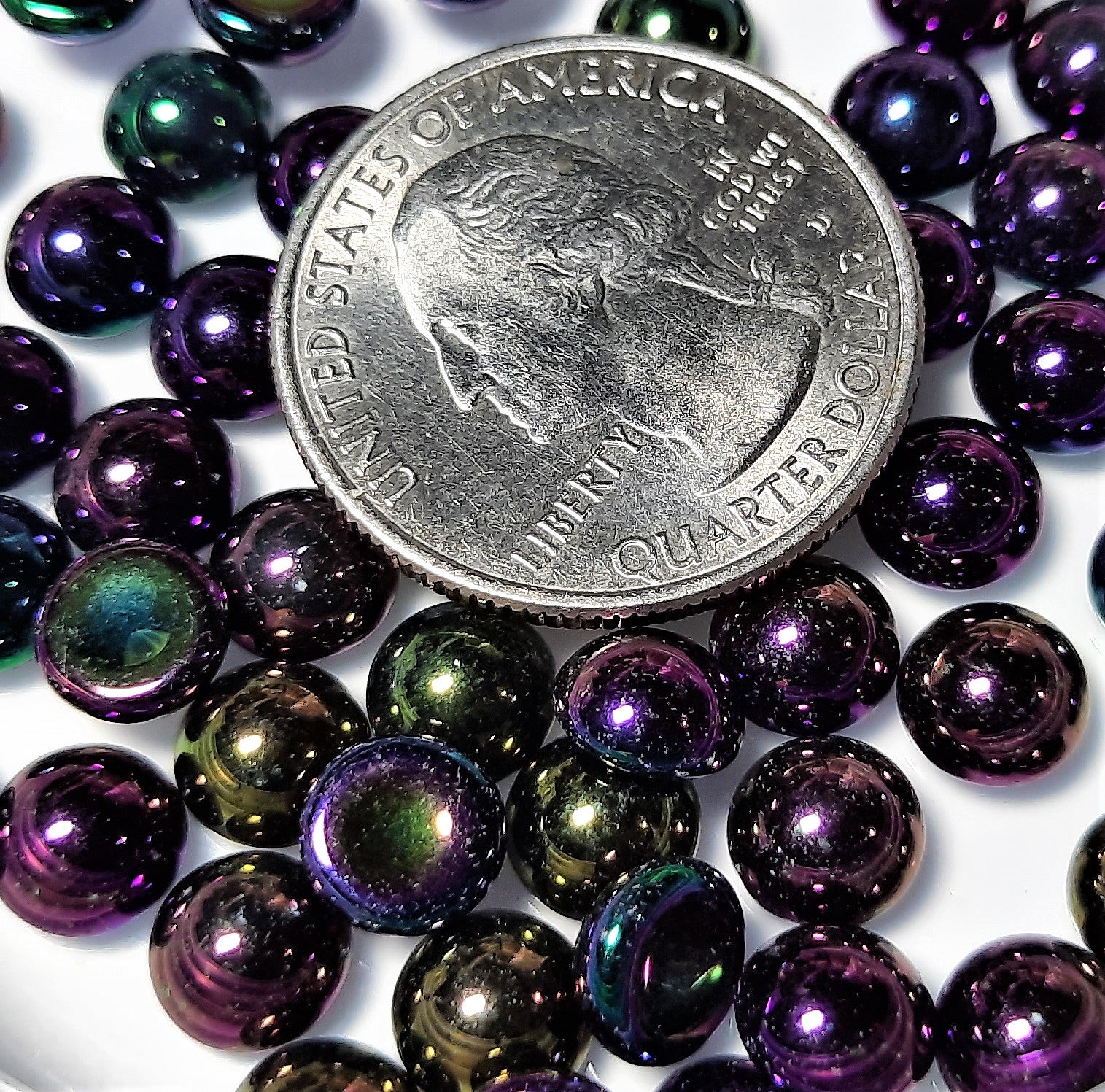 7mm Purple Iris Round Czech Glass Cabochons 18ct