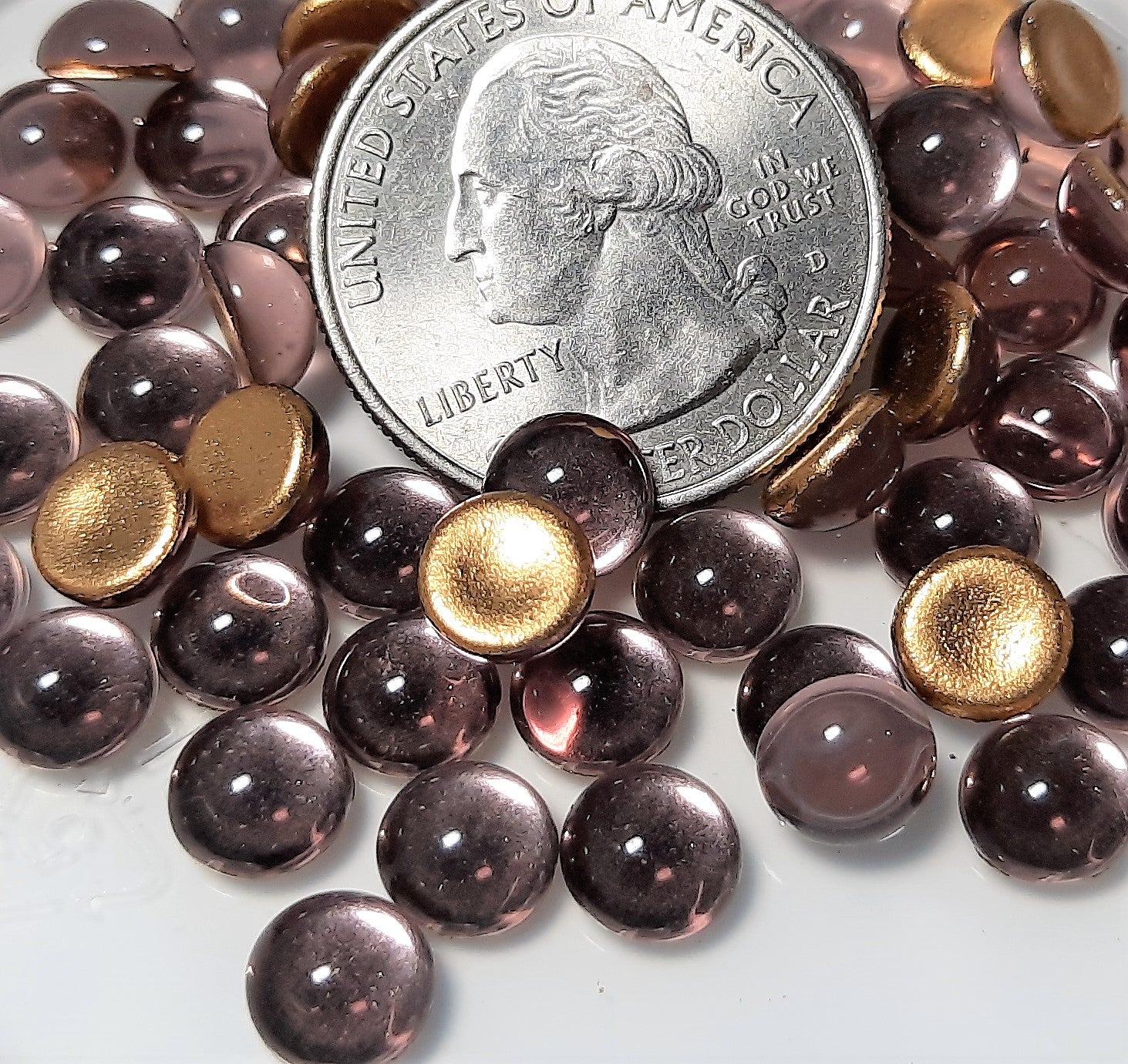 7mm Light Amethyst Transparent Round Czech Glass Cabochons 48ct