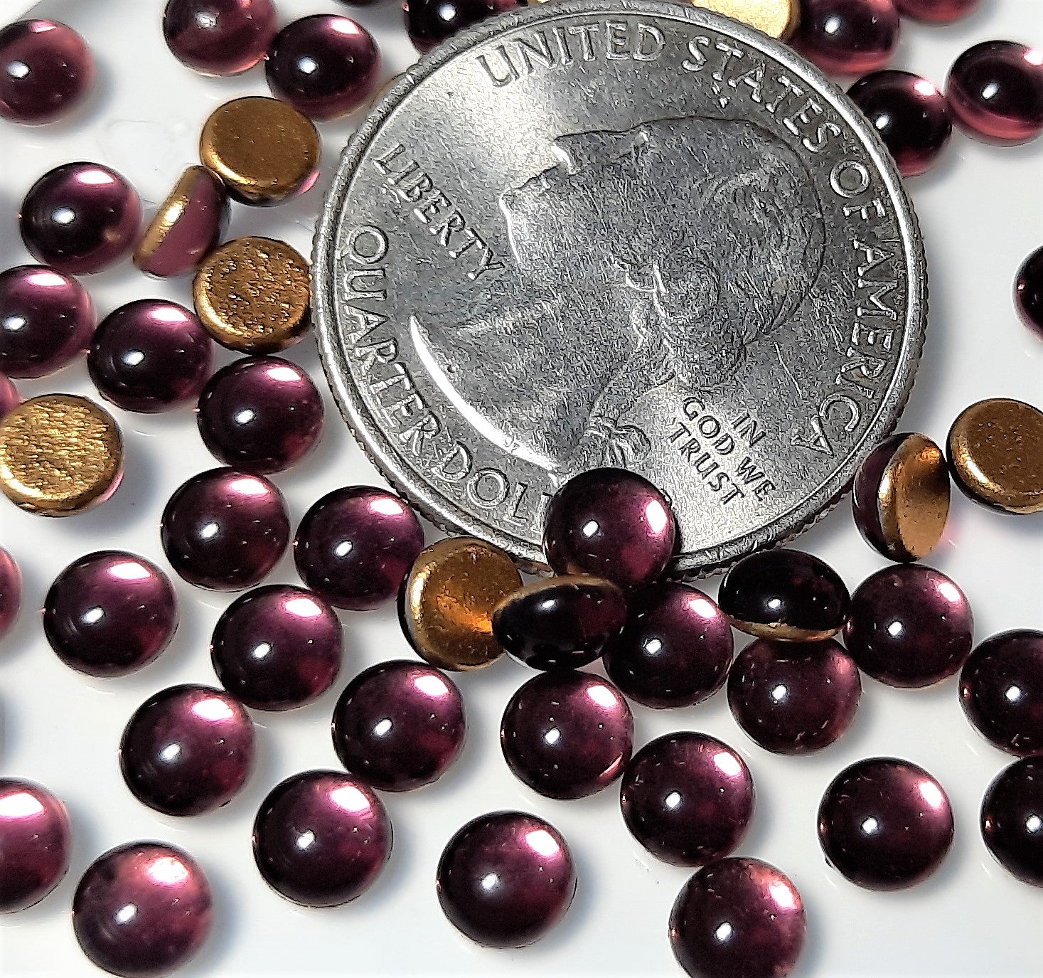 5mm Amethyst Transparent Round Glass Cabochons 36ct