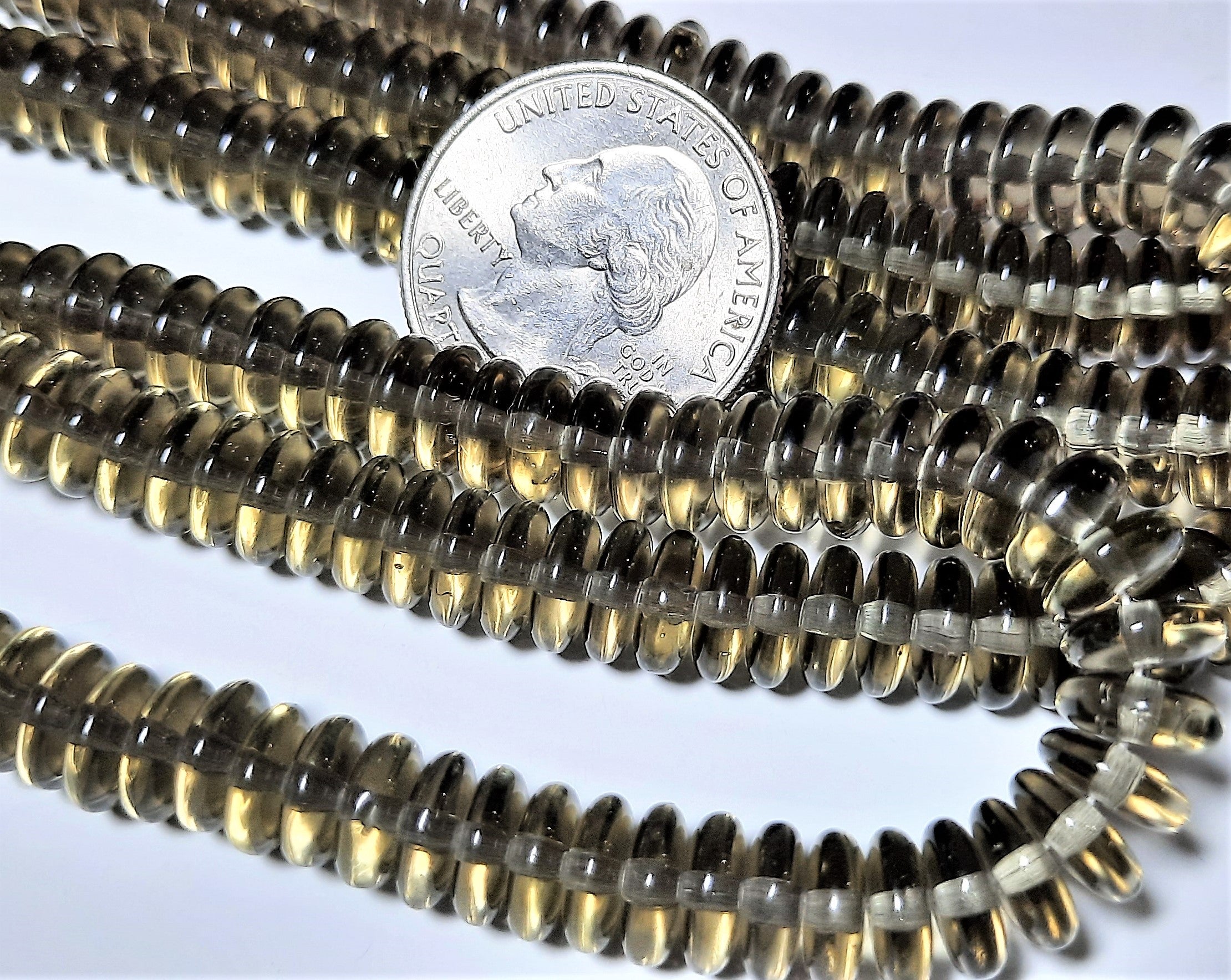 8mm Black Diamond Smooth Pressed Glass Rondelle Beads 75ct