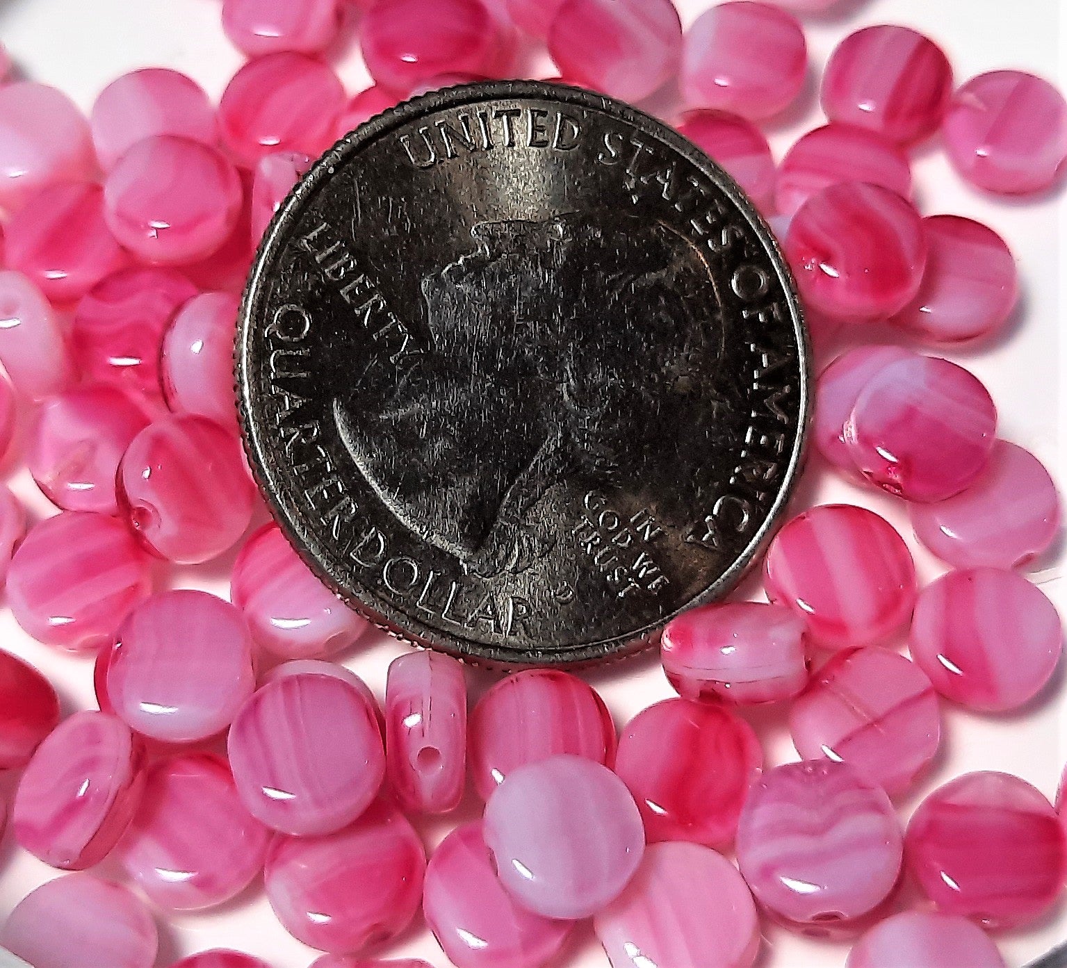 6mm Milky Rose Round Flat Swirl Czech Glass Beads 30ct