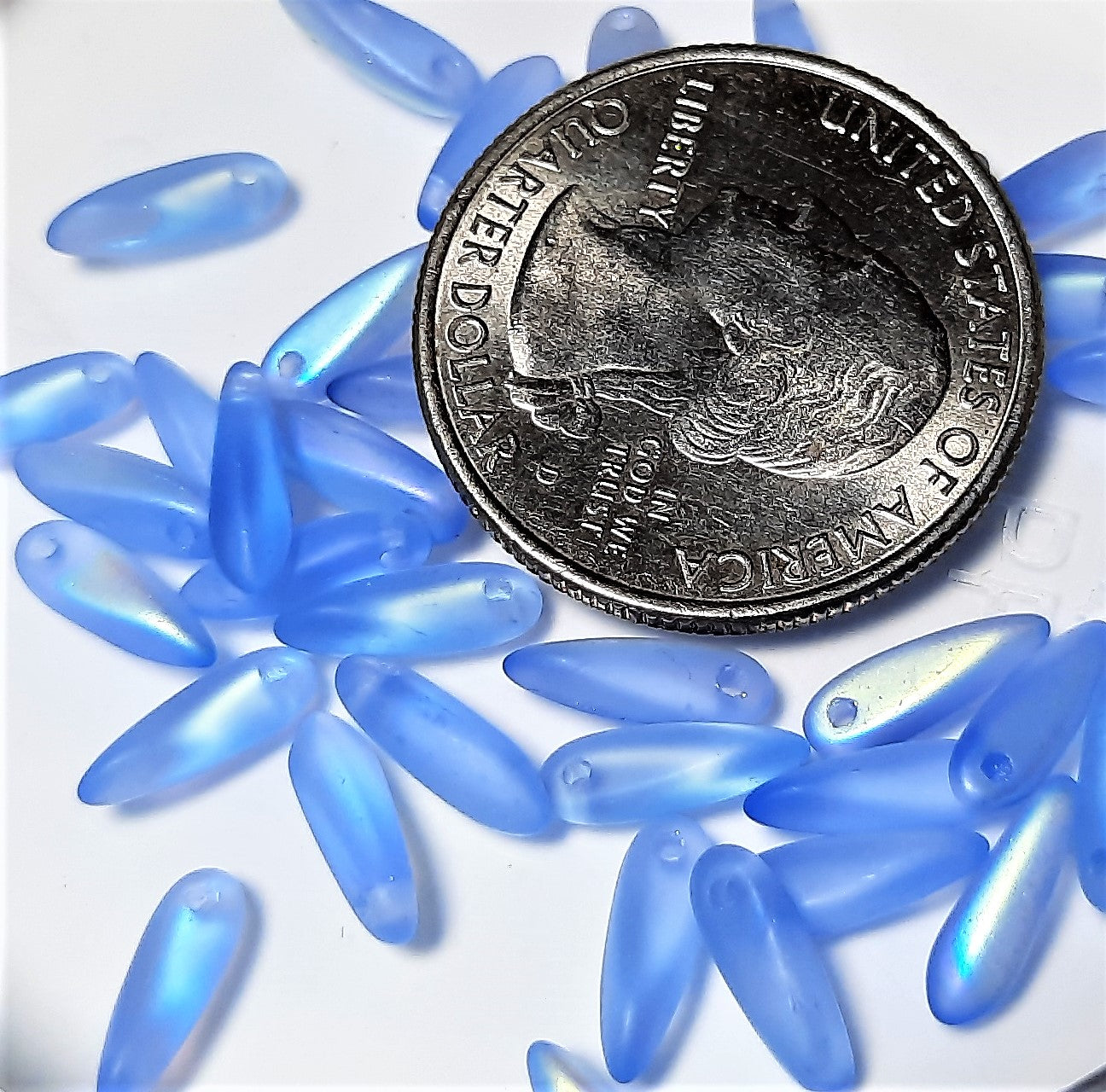 3x11mm Frosted Light Sapphire AB Side Drill Glass Daggers 50ct