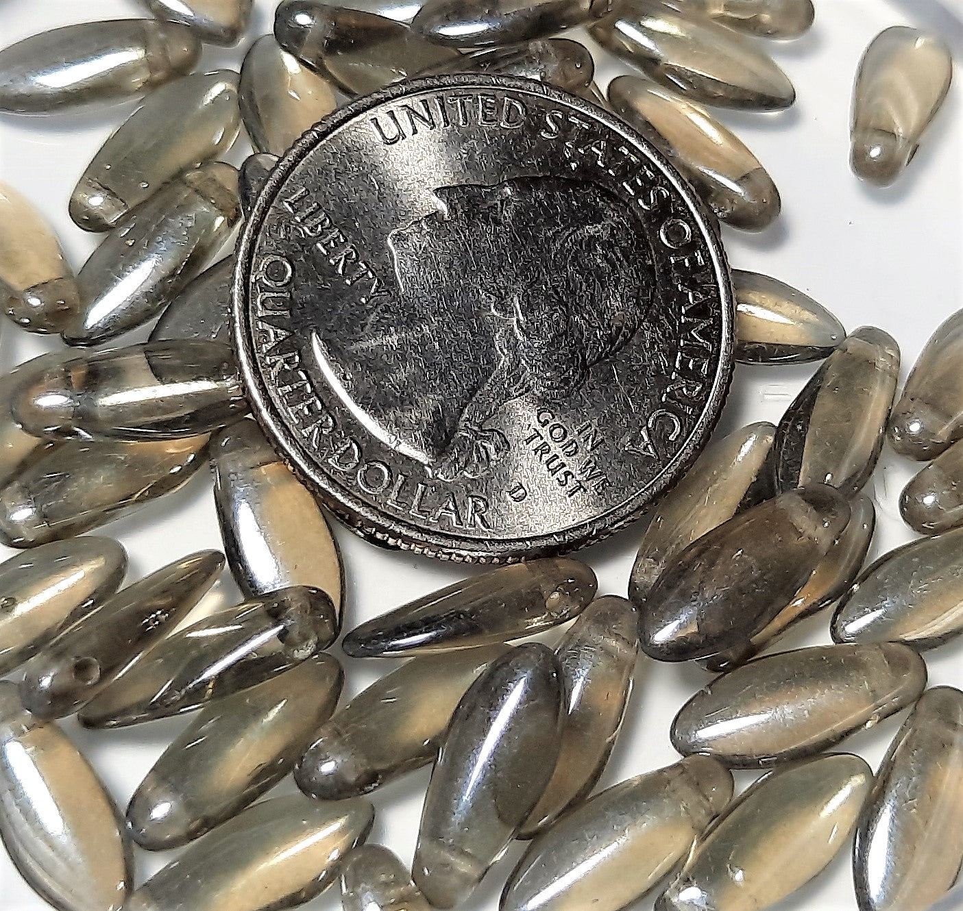 5x12mm Black Diamond Shimmer Side Drill Glass Dagger Beads 50ct