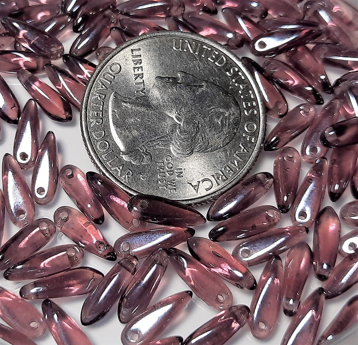 3x11mm Dark Amethyst Shimmer Side Drill Glass Daggers 50ct