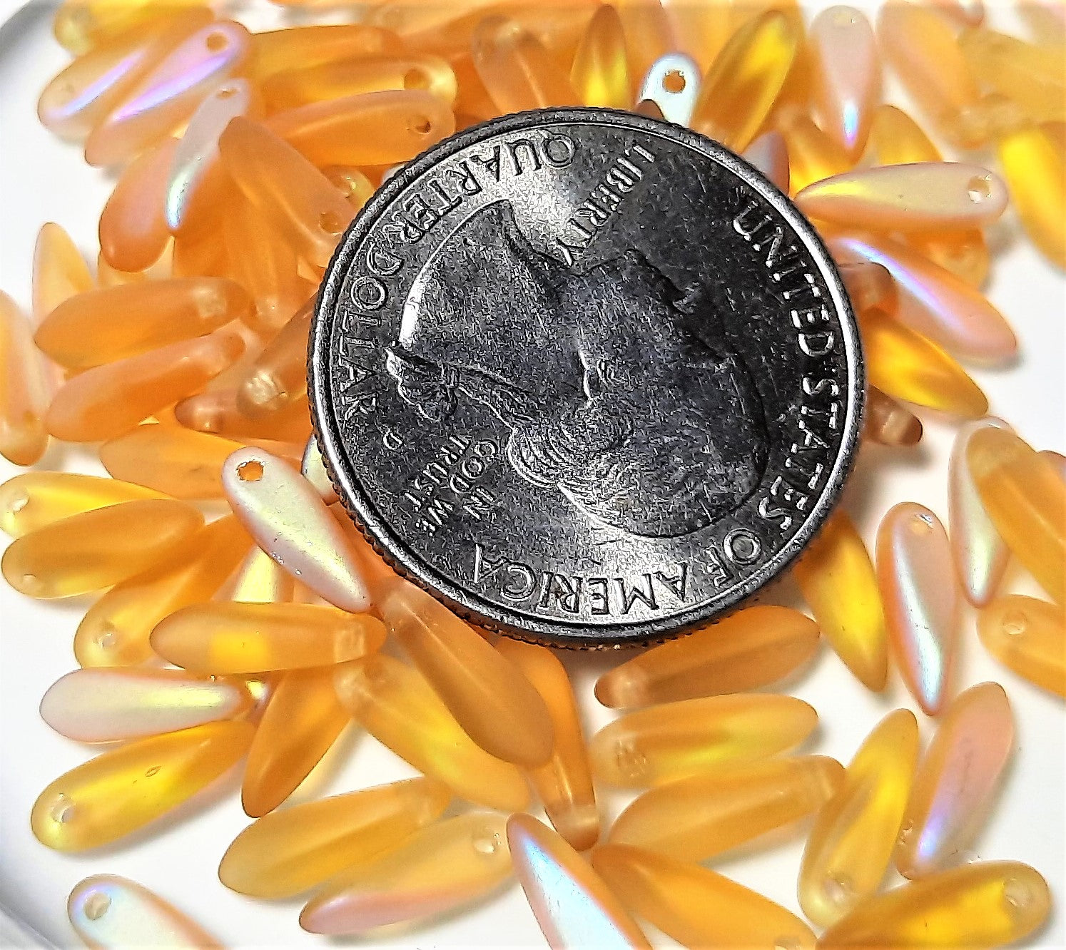 3x11mm Frosted Light Topaz AB Side Drill Glass Daggers 50ct