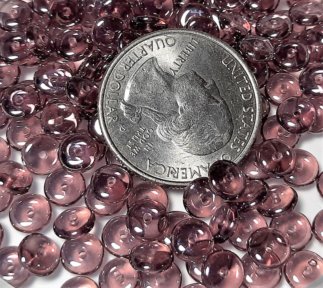 6mm Dark Amethyst Shimmer Smooth Pressed Glass Rondelle Beads 30ct