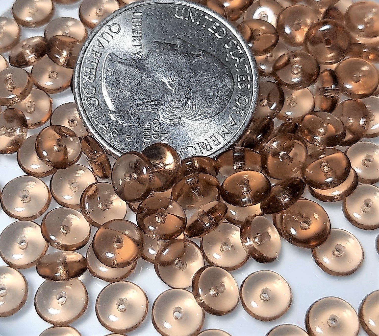 6mm Smoke Topaz Smooth Pressed Glass Rondelle Beads 50ct