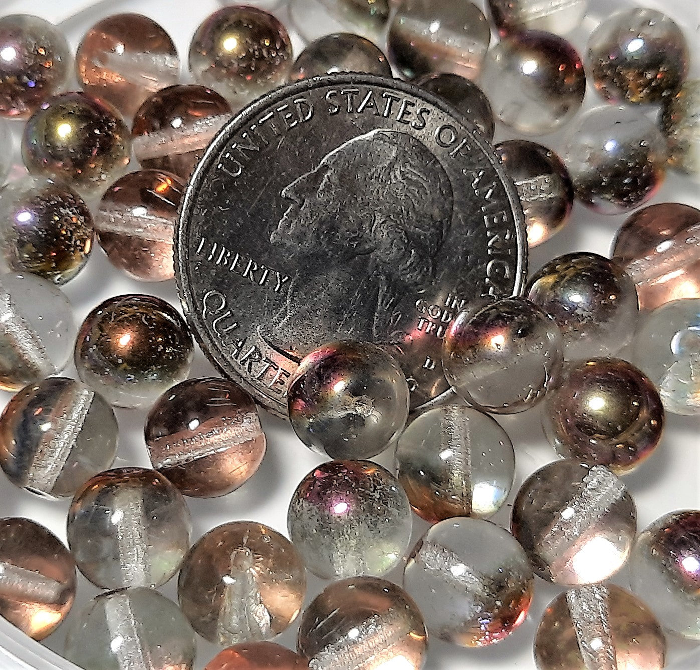 8mm Crystal Copper Smooth Round Czech Glass Druk Beads 20ct