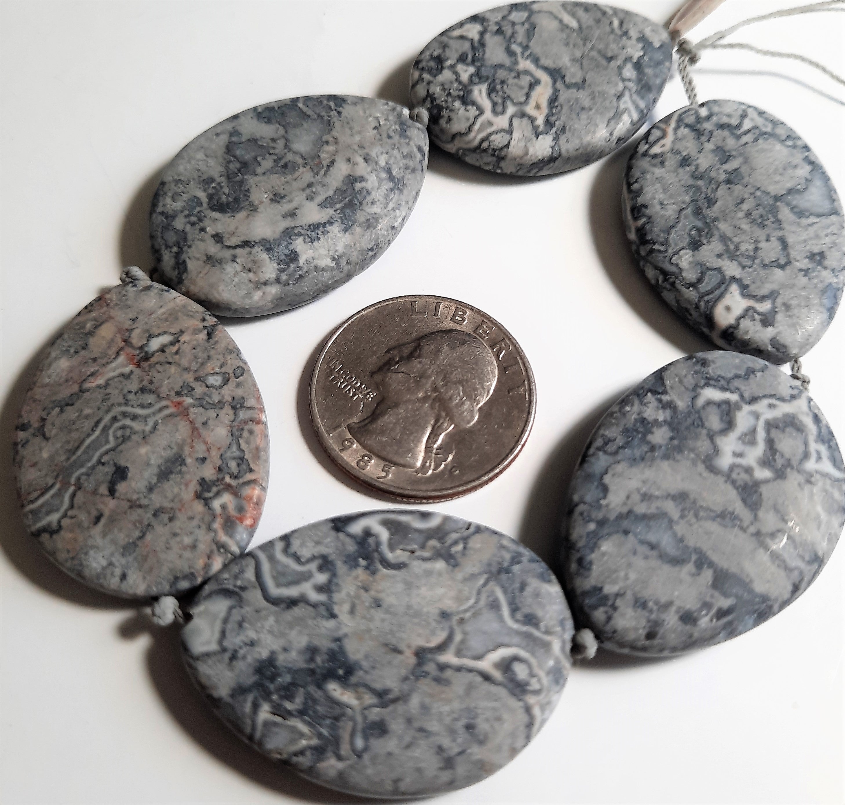 Matte Silver Crazy Lace Agate 25x35mm Free Form Oval Dakota Stones 3ct