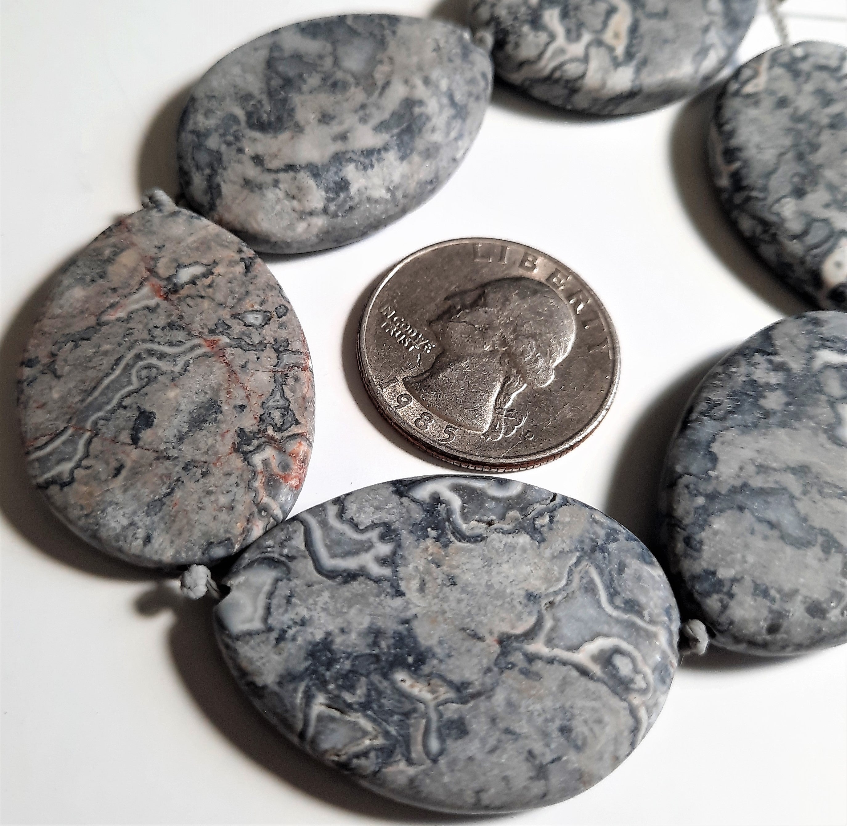 Matte Silver Crazy Lace Agate 25x35mm Free Form Oval Dakota Stones 3ct