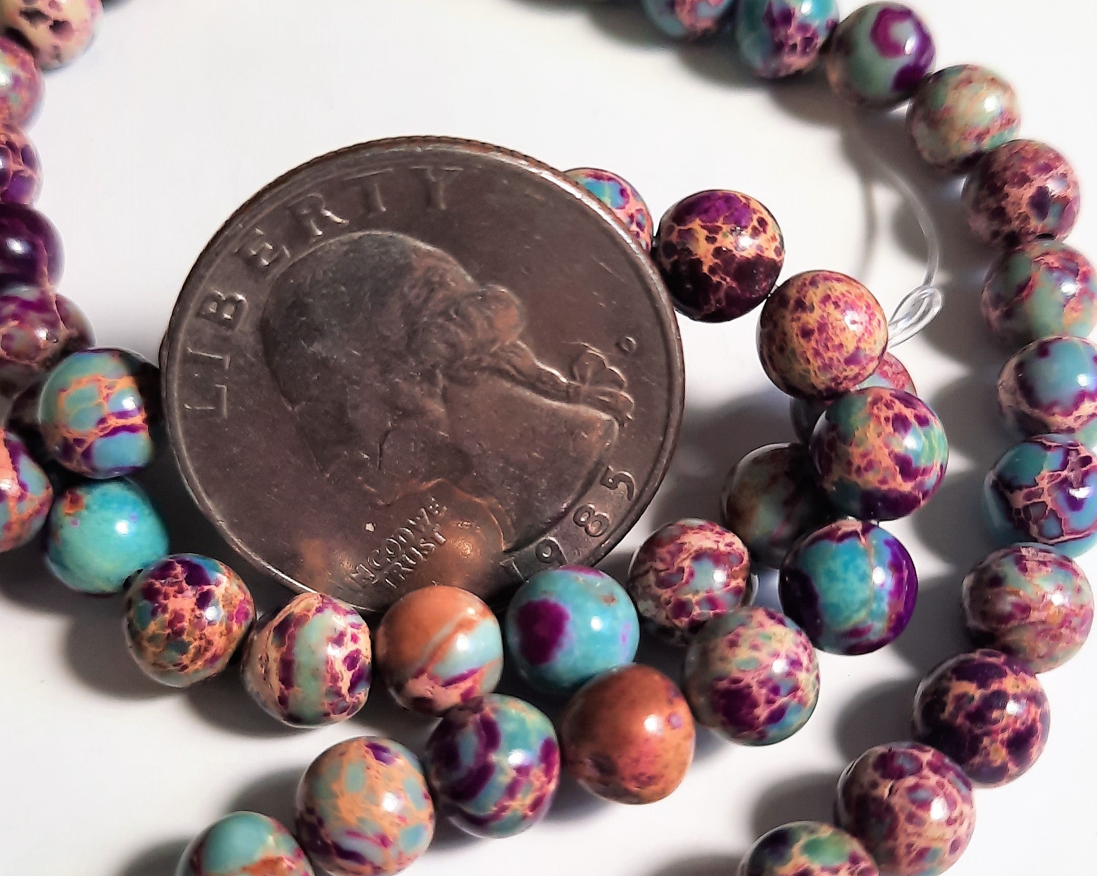 Blue/Purple Dyed Impression Jasper 6mm Round Dakota Stones 8-inch Strand