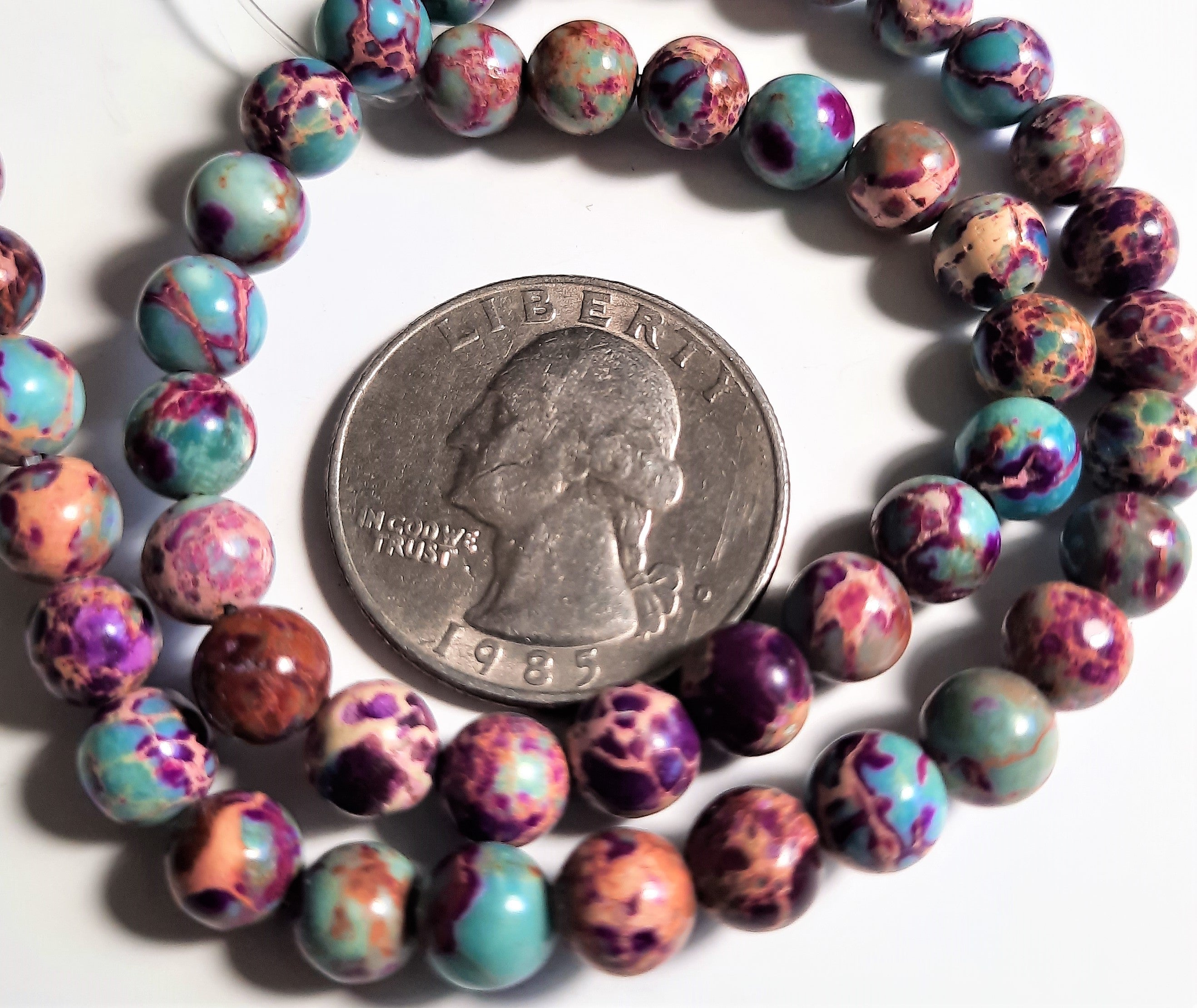 Blue/Purple Dyed Impression Jasper 6mm Round Dakota Stones 8-inch Strand