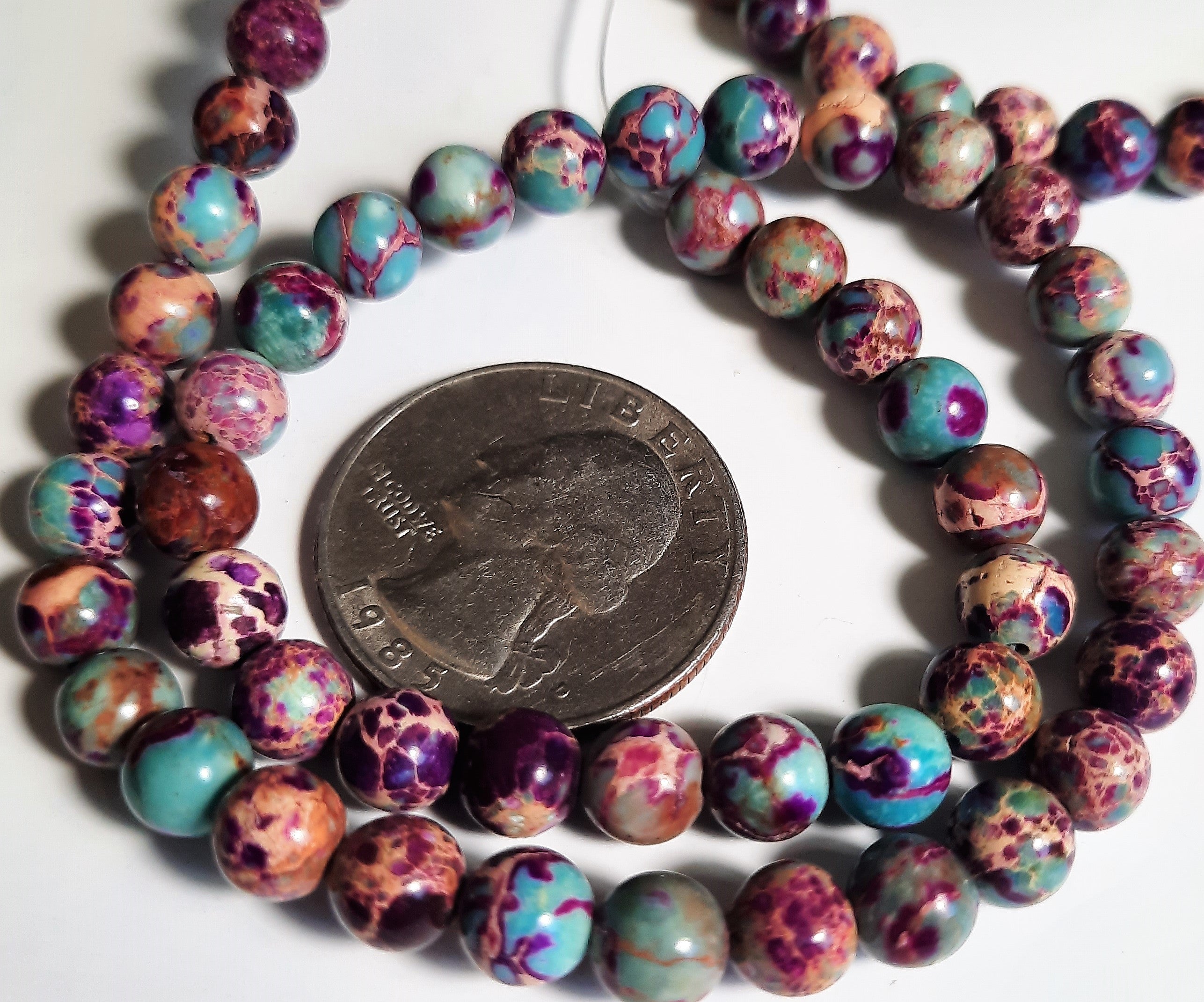 Blue/Purple Dyed Impression Jasper 6mm Round Dakota Stones 8-inch Strand
