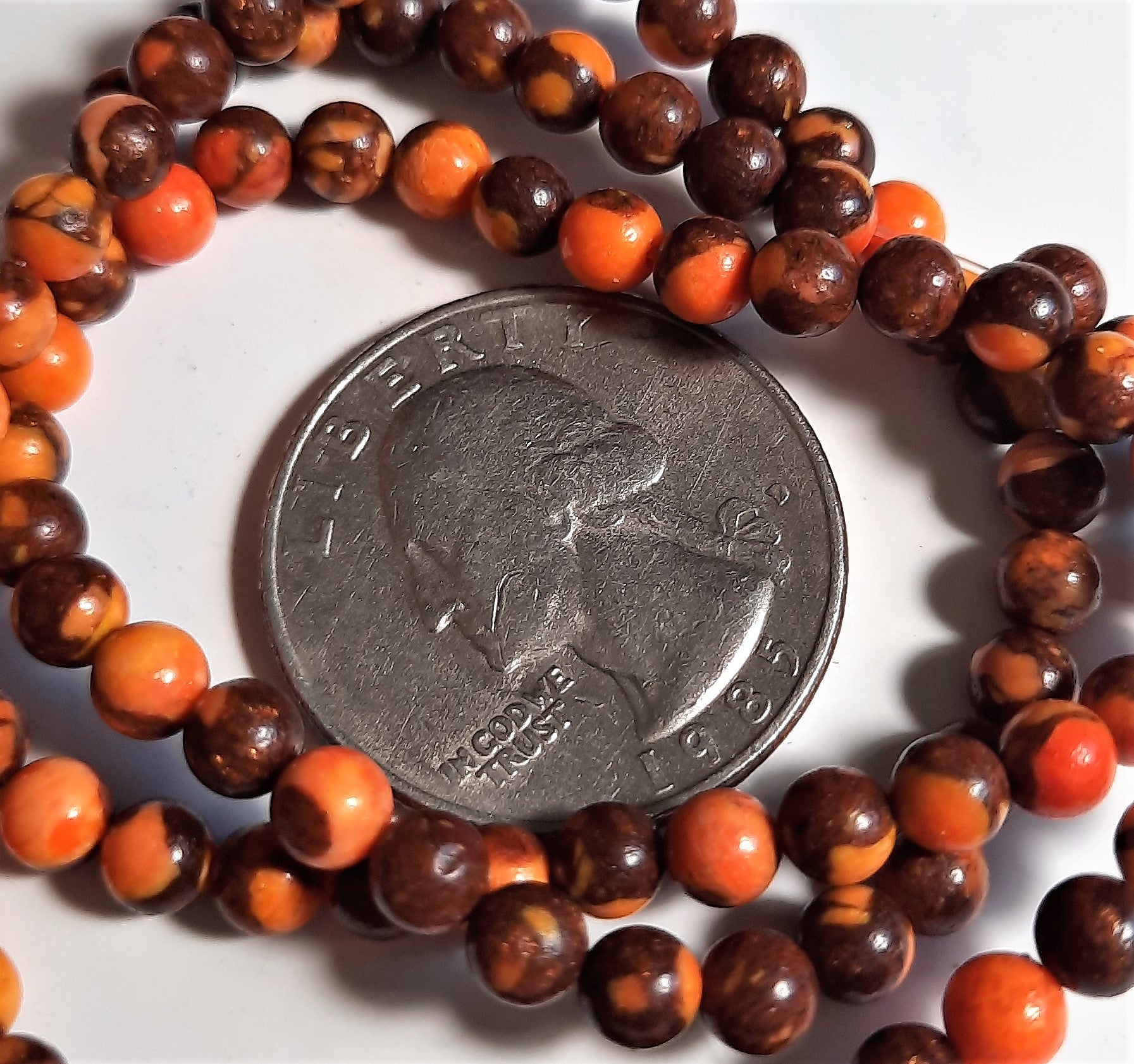 Orange Bronzite Impression Jasper 4mm Round Dakota Stones 15-16-inch Strand