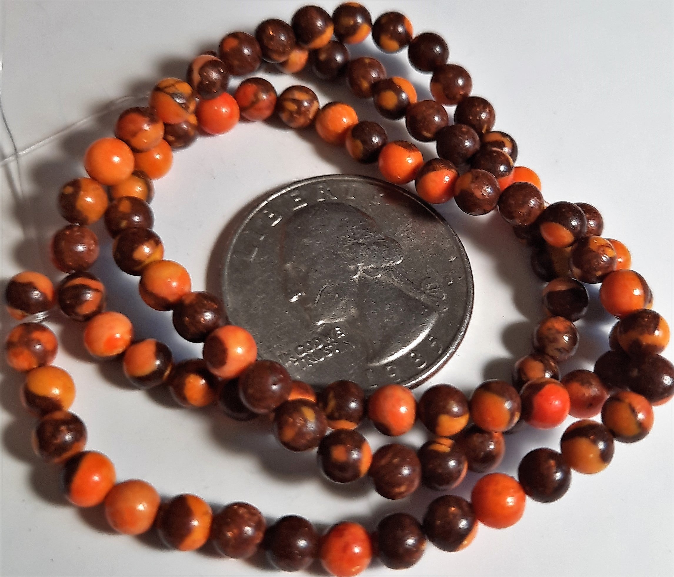 Orange Bronzite Impression Jasper 4mm Round Dakota Stones 15-16-inch Strand