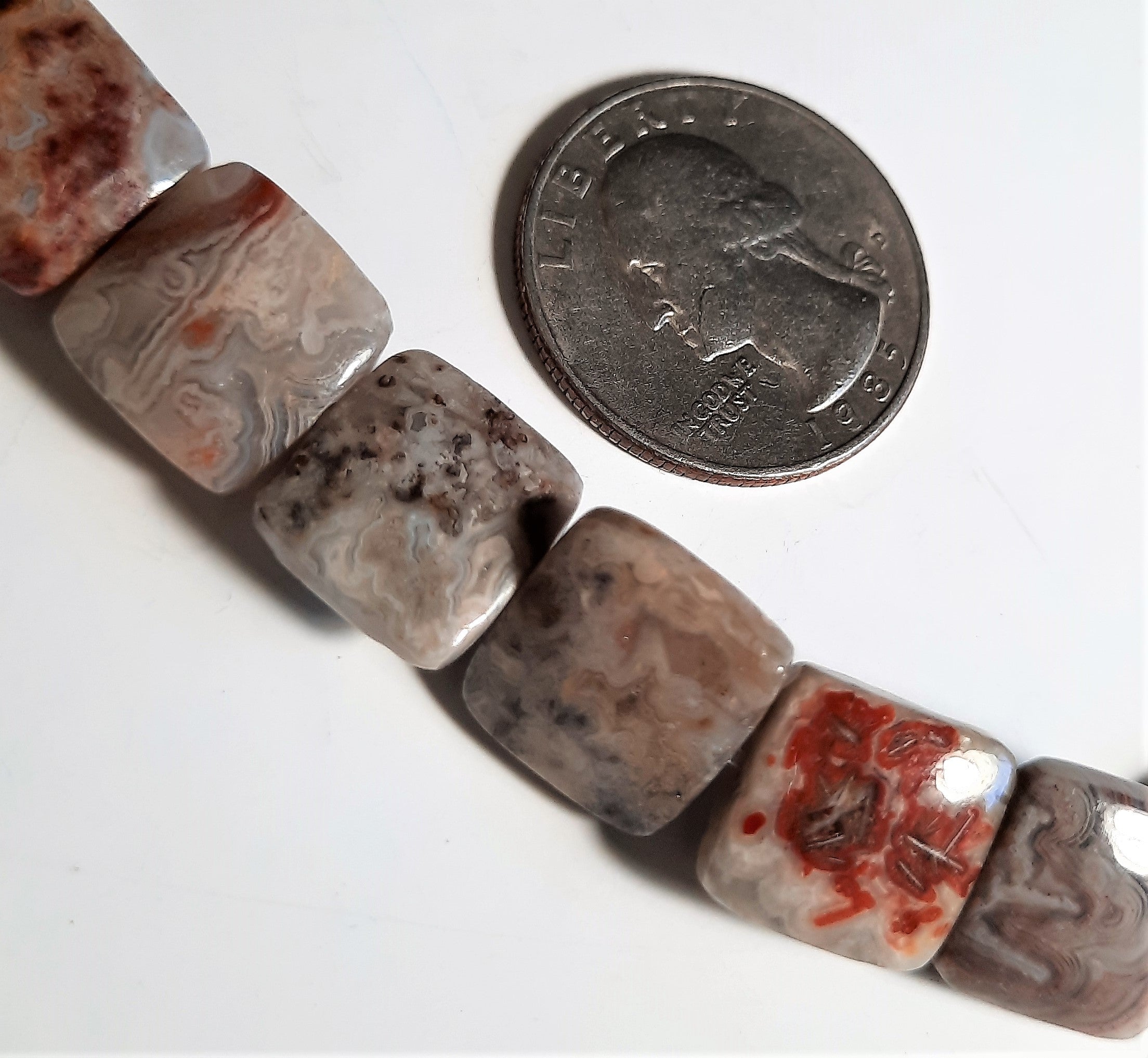 Mexican Laguna Lace Agate 12mm Square 8ct Dakota Stones