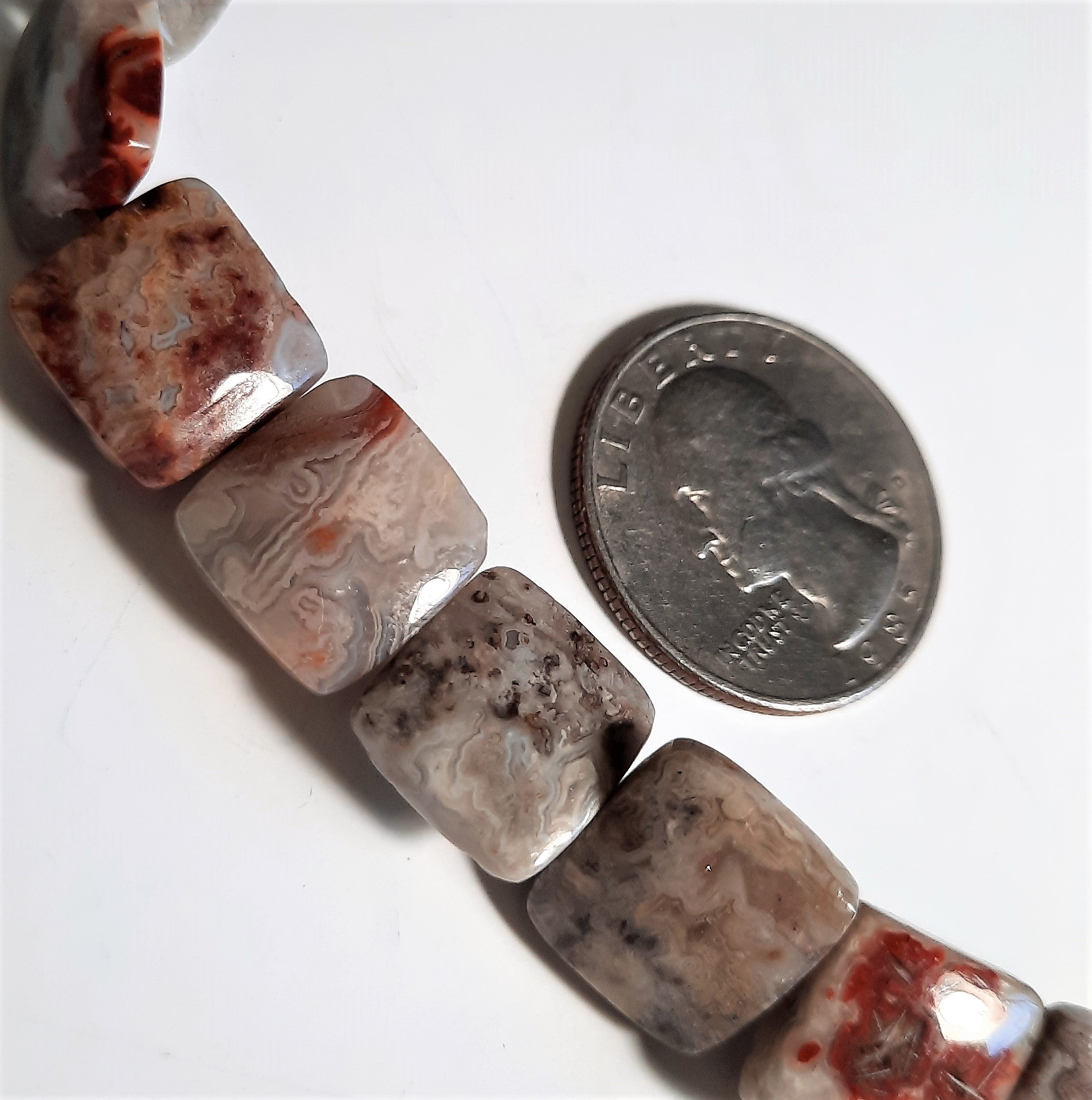 Mexican Laguna Lace Agate 12mm Square 8ct Dakota Stones