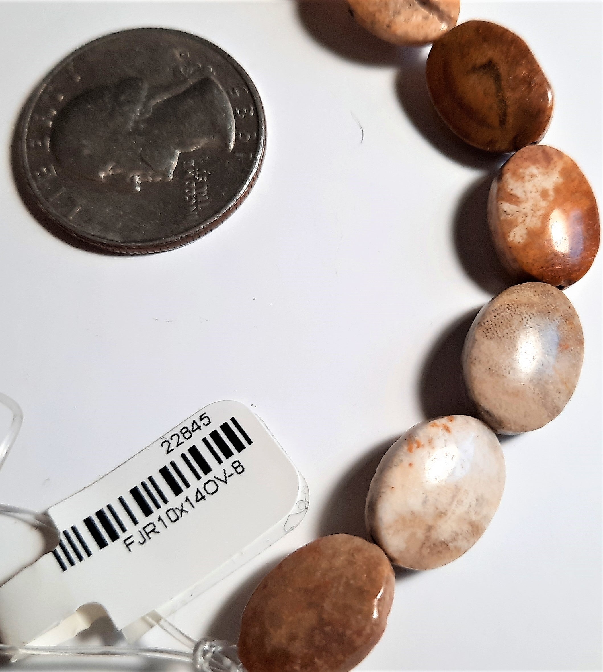 Fossil Coral 10x14mm Oval Dakota Stones Beads 8-Inch ACTUAL STRAND