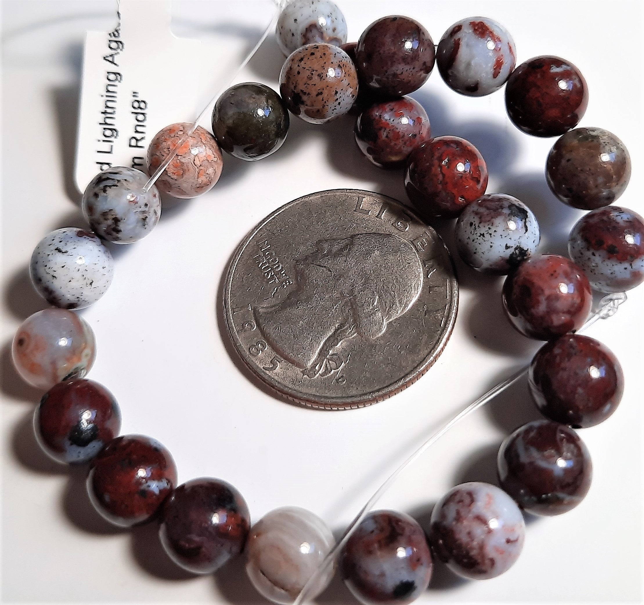 Red Lightning Agate 8mm Round Dakota Stones 8-Inch ACTUAL STRAND