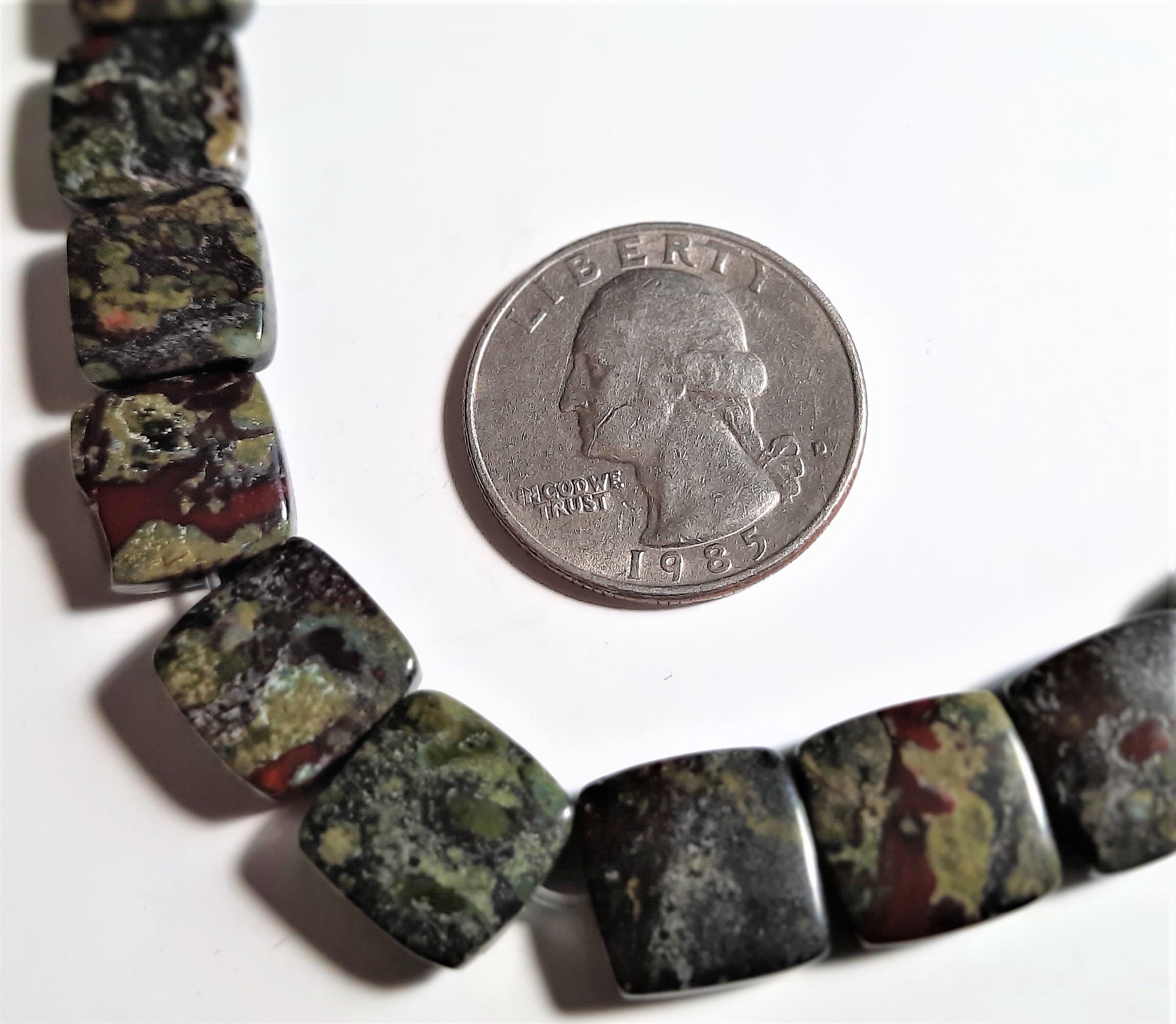 Dragon Blood Jasper 12mm Square Dakota Stones 8-Inch ACTUAL STRAND
