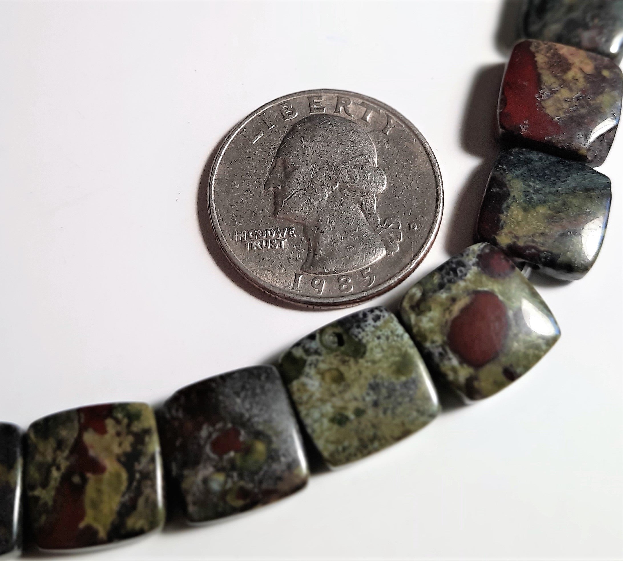 Dragon Blood Jasper 12mm Square Dakota Stones 8-Inch ACTUAL STRAND