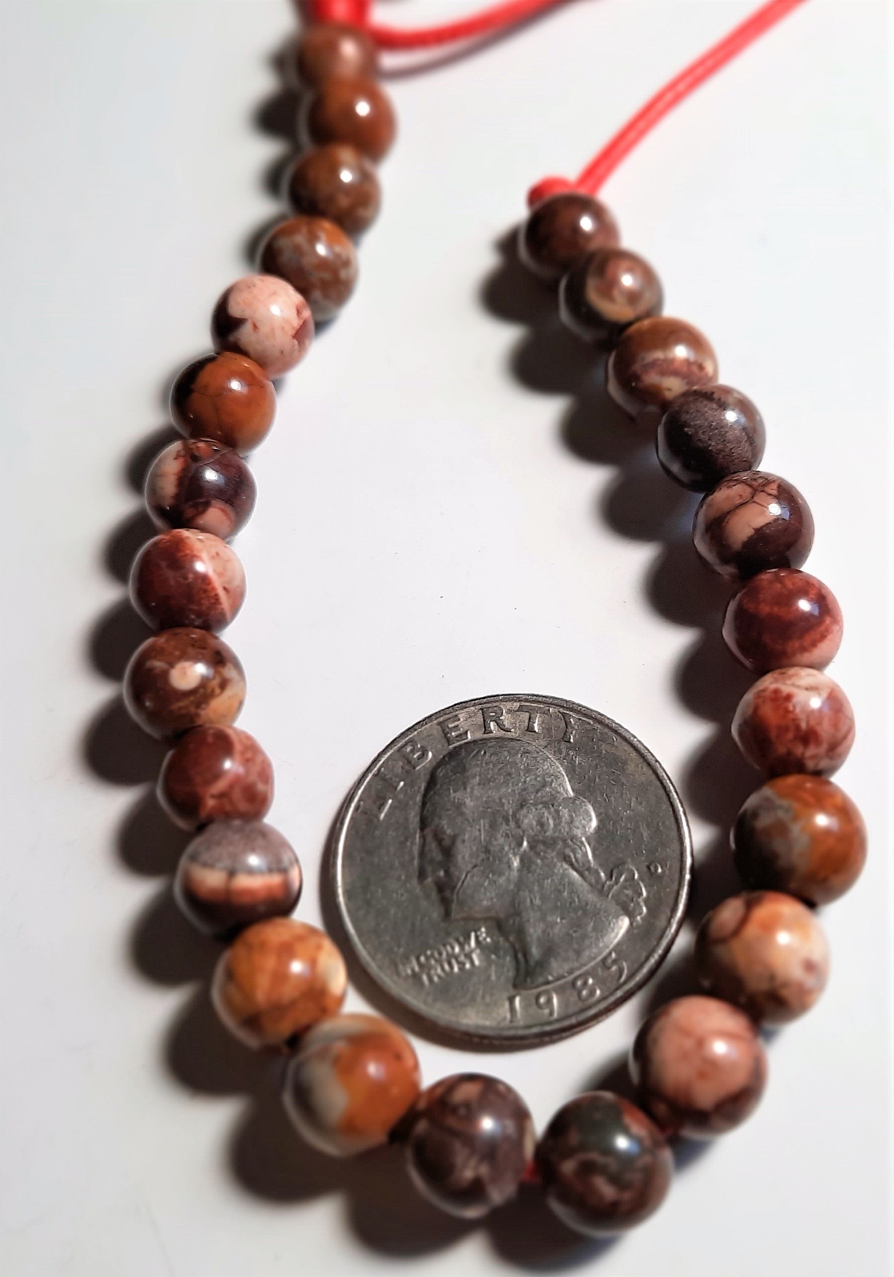 Bird's Eye Rhyolite 8mm Large Hole Round Dakota Stones 8-Inch ACTUAL STRAND