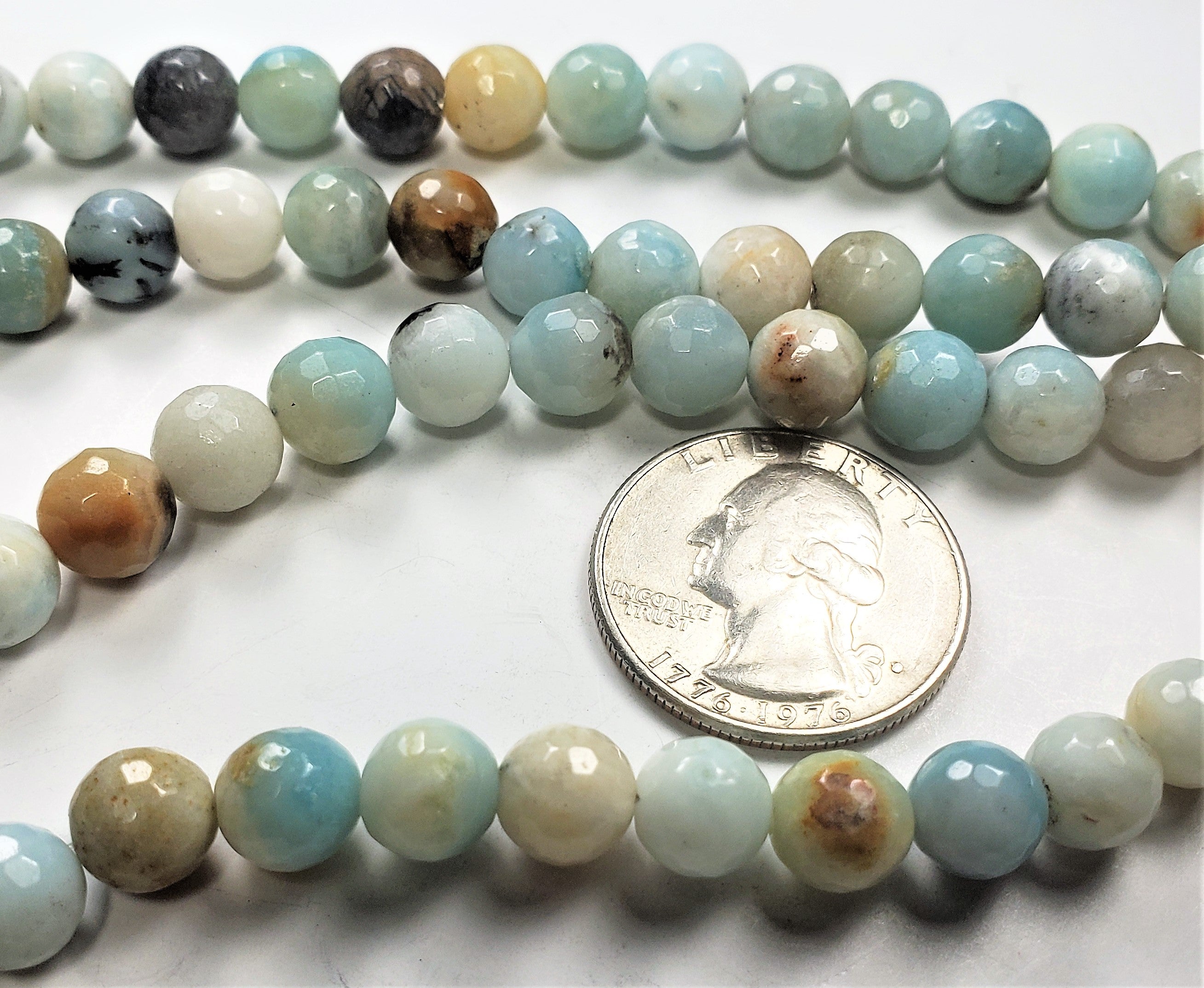 8mm Multicolor Amazonite Faceted Round Gemstone Beads 8-inch Strand