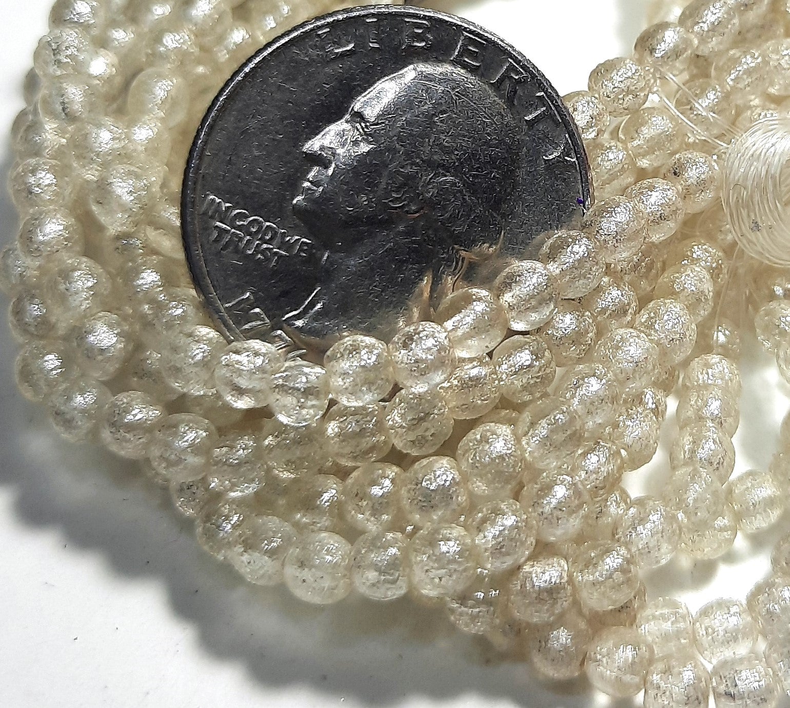 4mm Round Druk Transp Glass with Mercury Etched Finish Czech Glass Beads 50ct