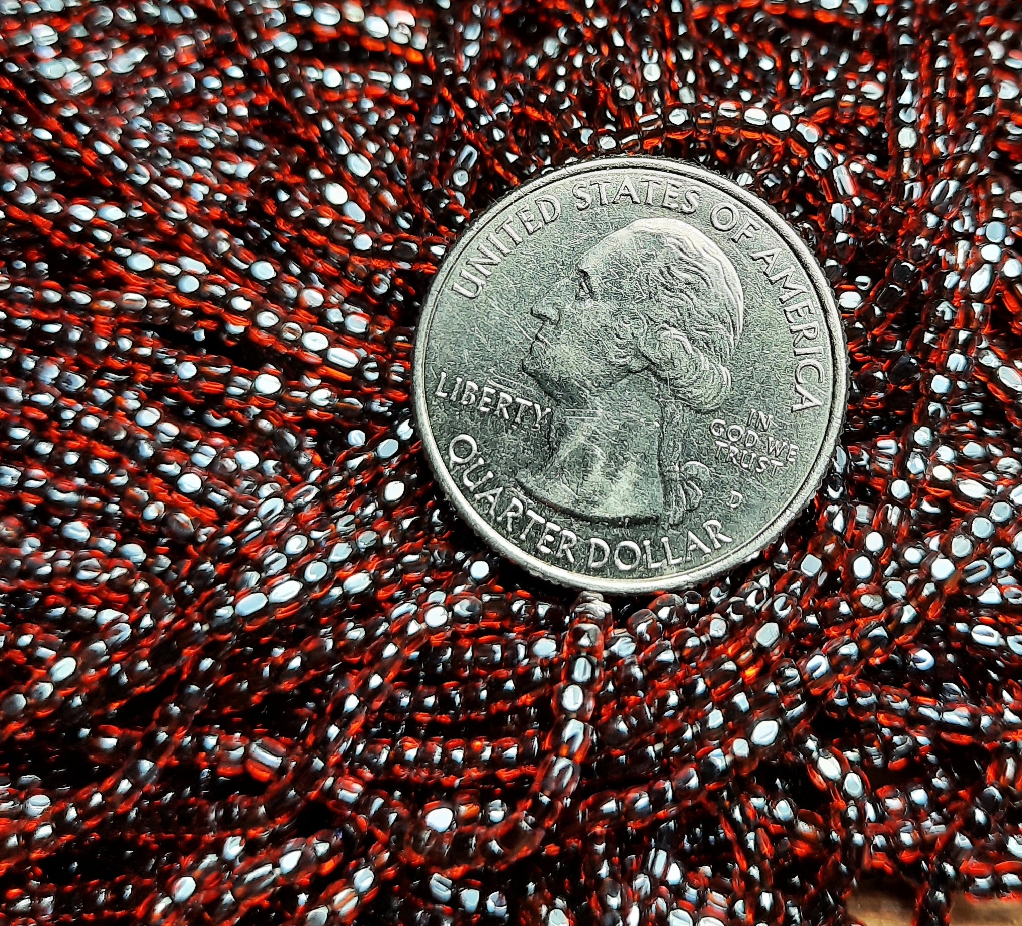 9/0 Dark Orange Black-Lined 3-Cut Czech Seed Beads Full Hank