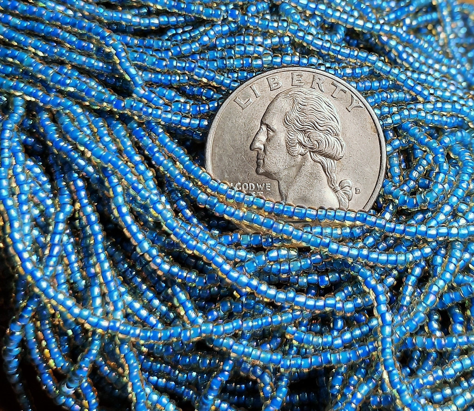 11/0 Blue-Lined Beige Iris Czech Seed Beads Full Hank