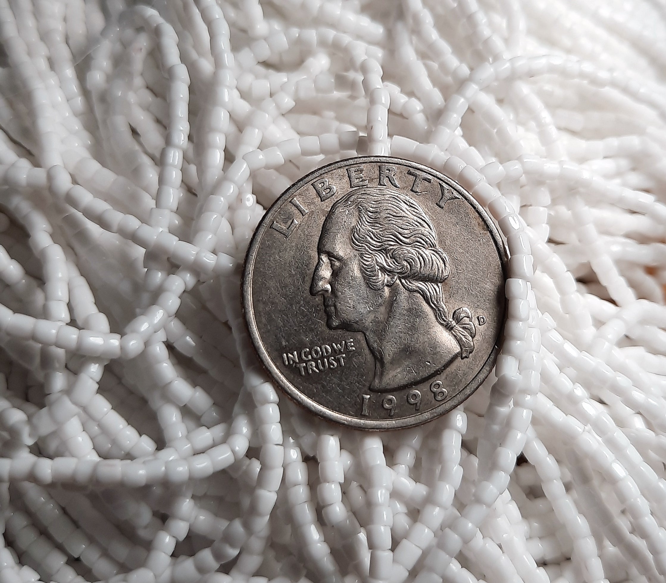 9/0 Opaque Chalk White 3-Cut Czech Seed Beads Full Hank