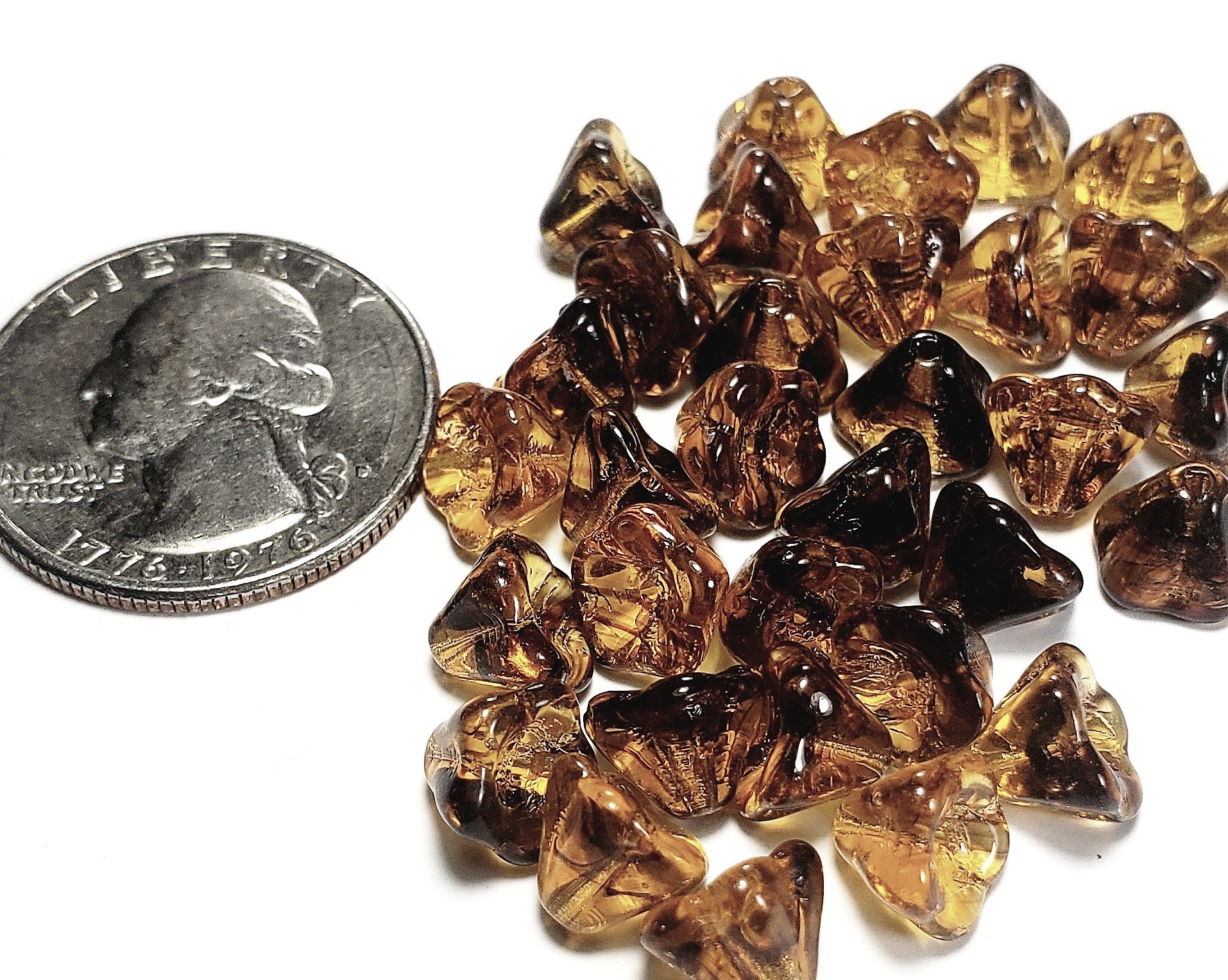 6x8mm Tortoise Shell Czech Glass Bell-Shaped Flower 30ct